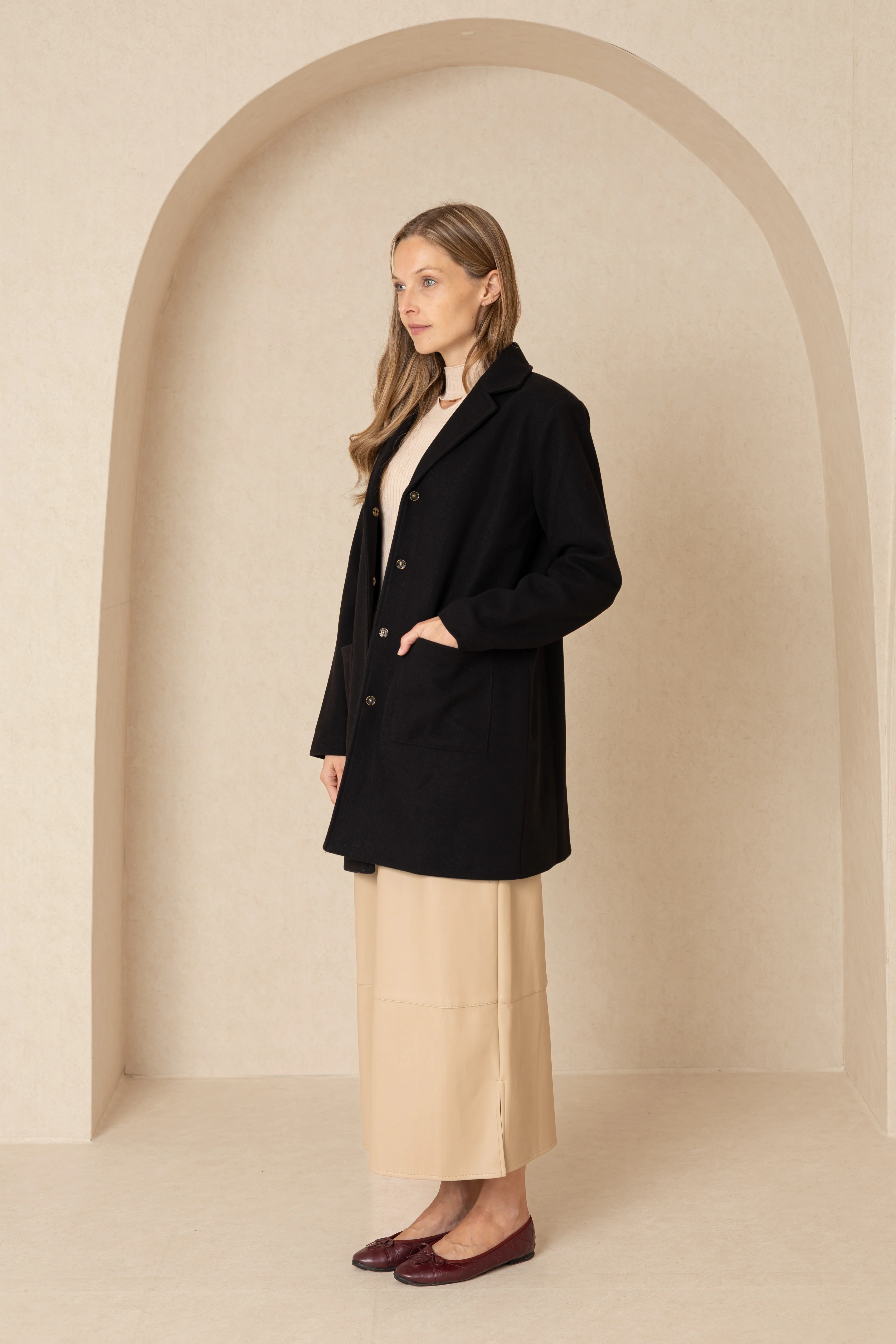 Black Wool Coat - Image 2