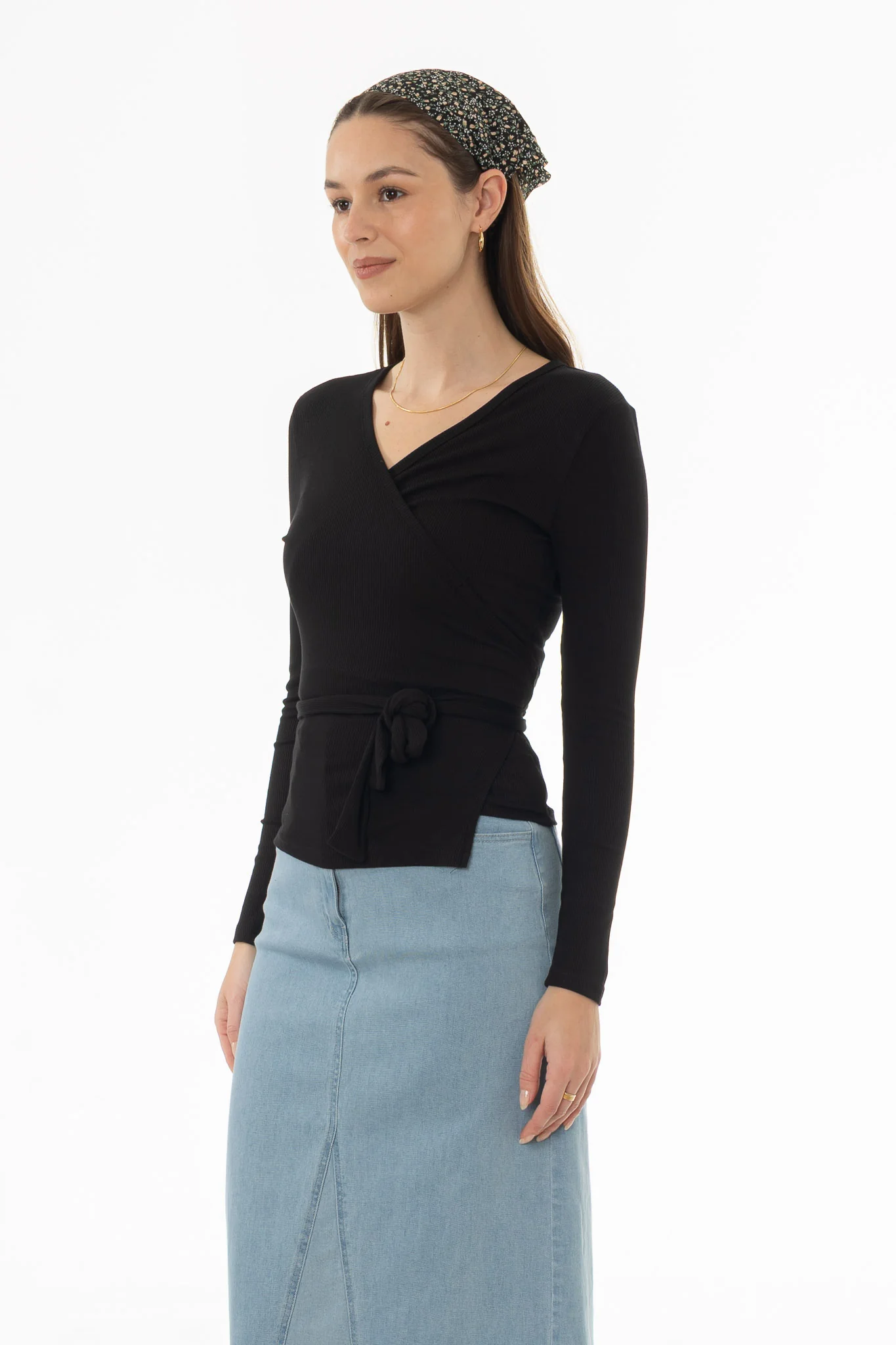 Black Wrap T-Shirt - Image 3