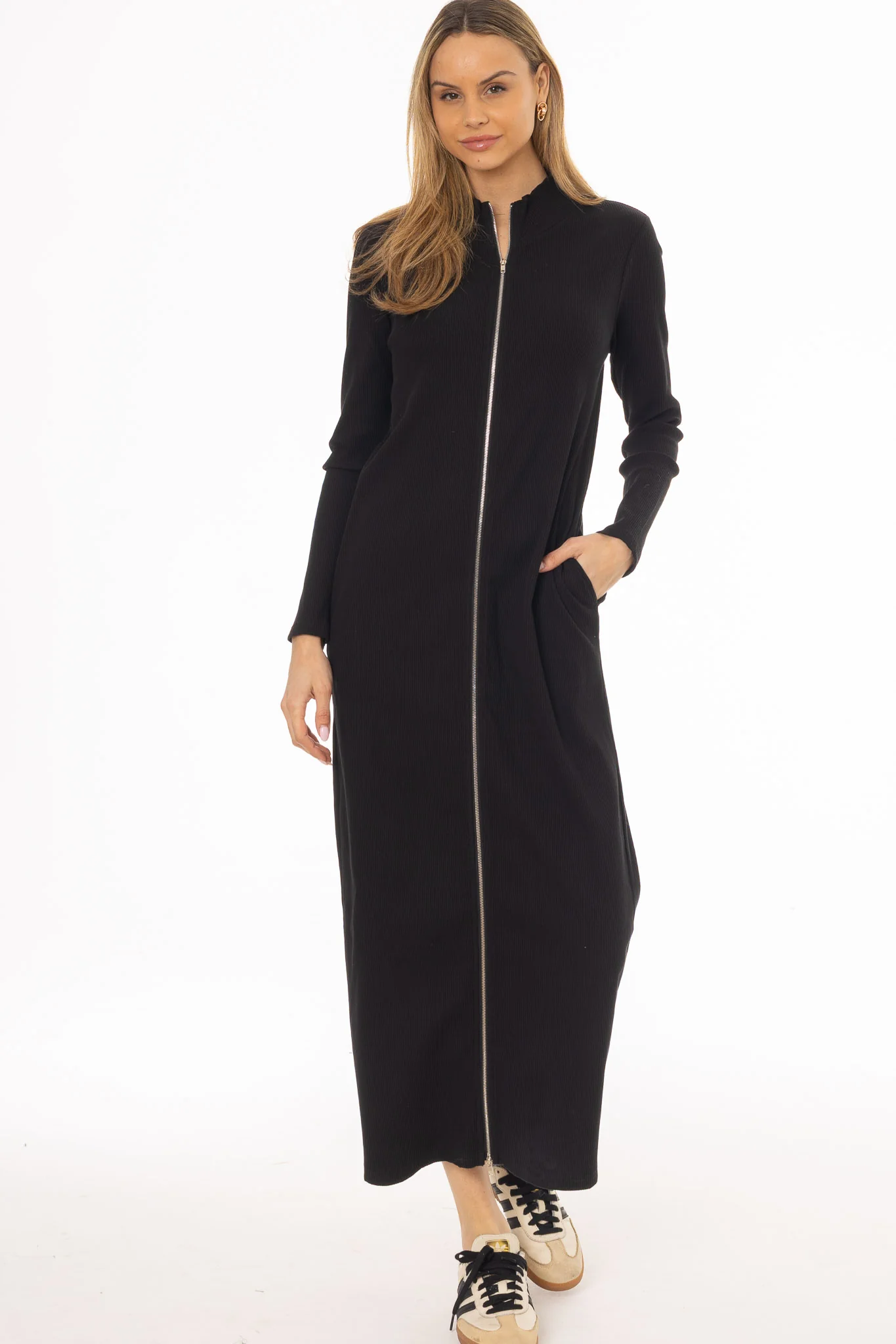 Black Zipper Maxi Dress