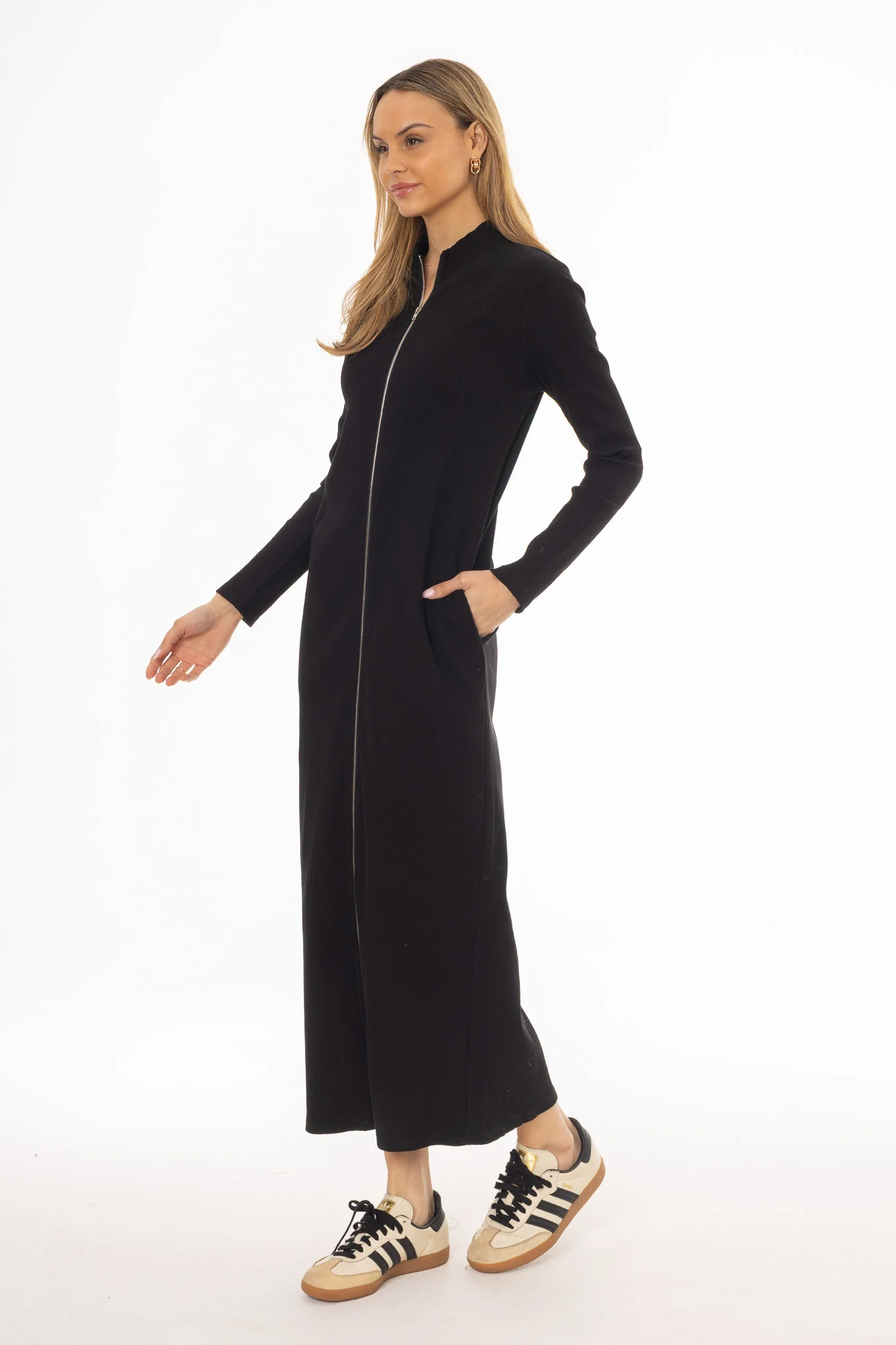 Black Zipper Maxi Dress - Image 4