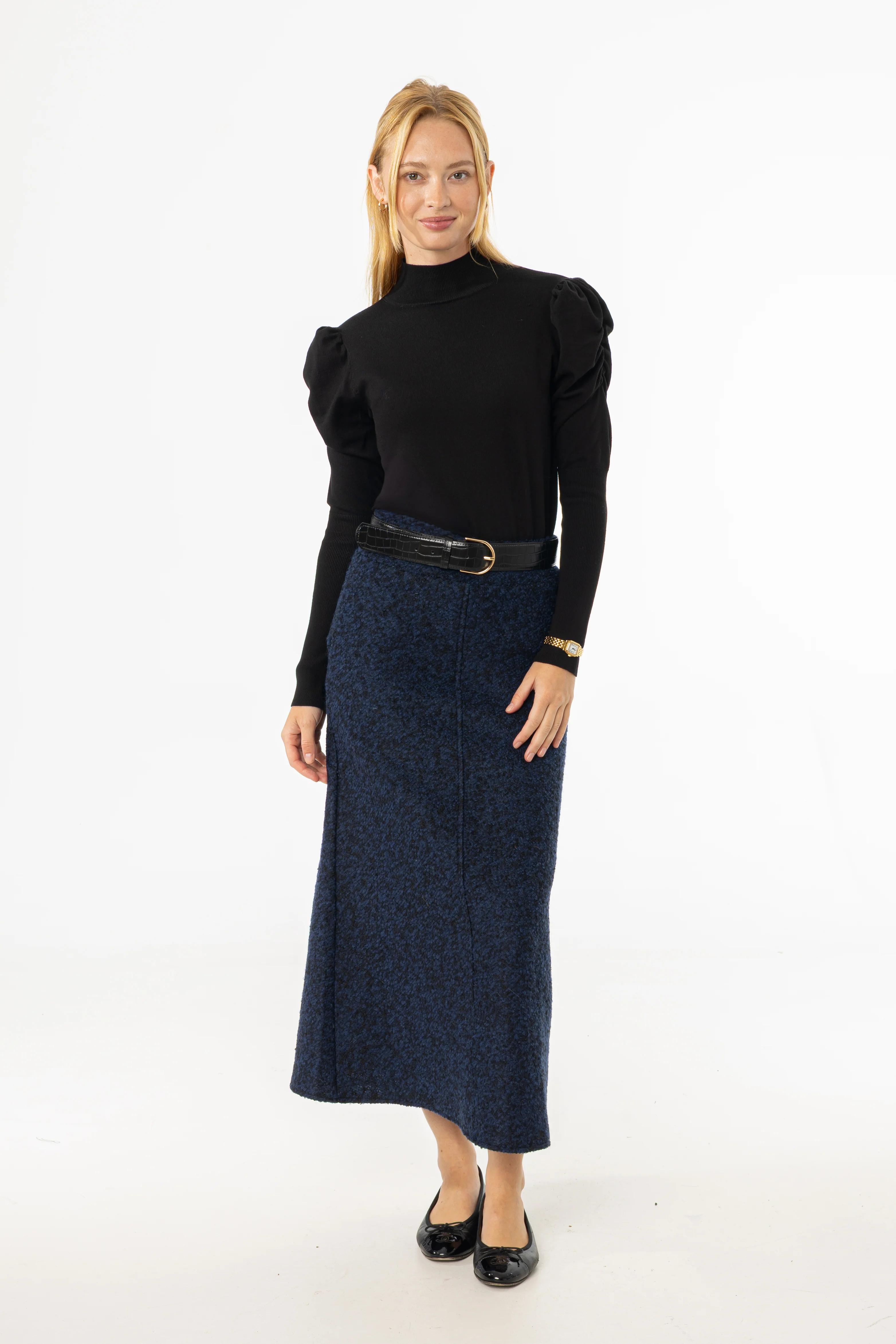 Blue Boucle Maxi Skirt - Image 4