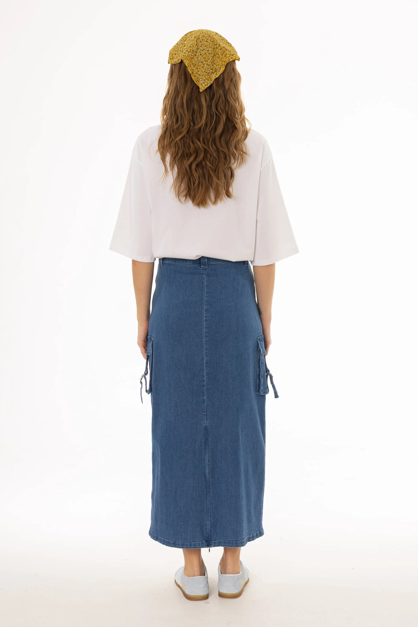 Blue Cargo Denim Maxi Skirt - Image 5