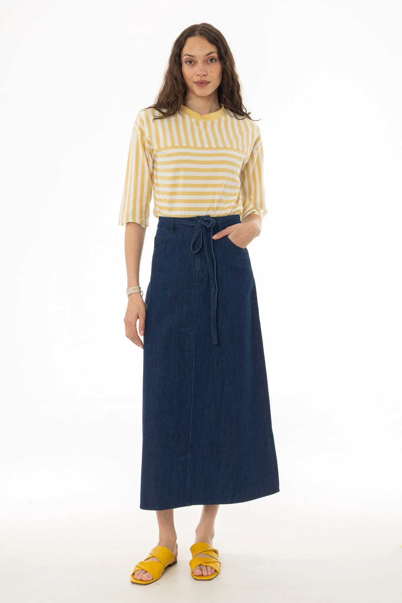 Blue Denim A-Line Maxi Skirt - Image 5