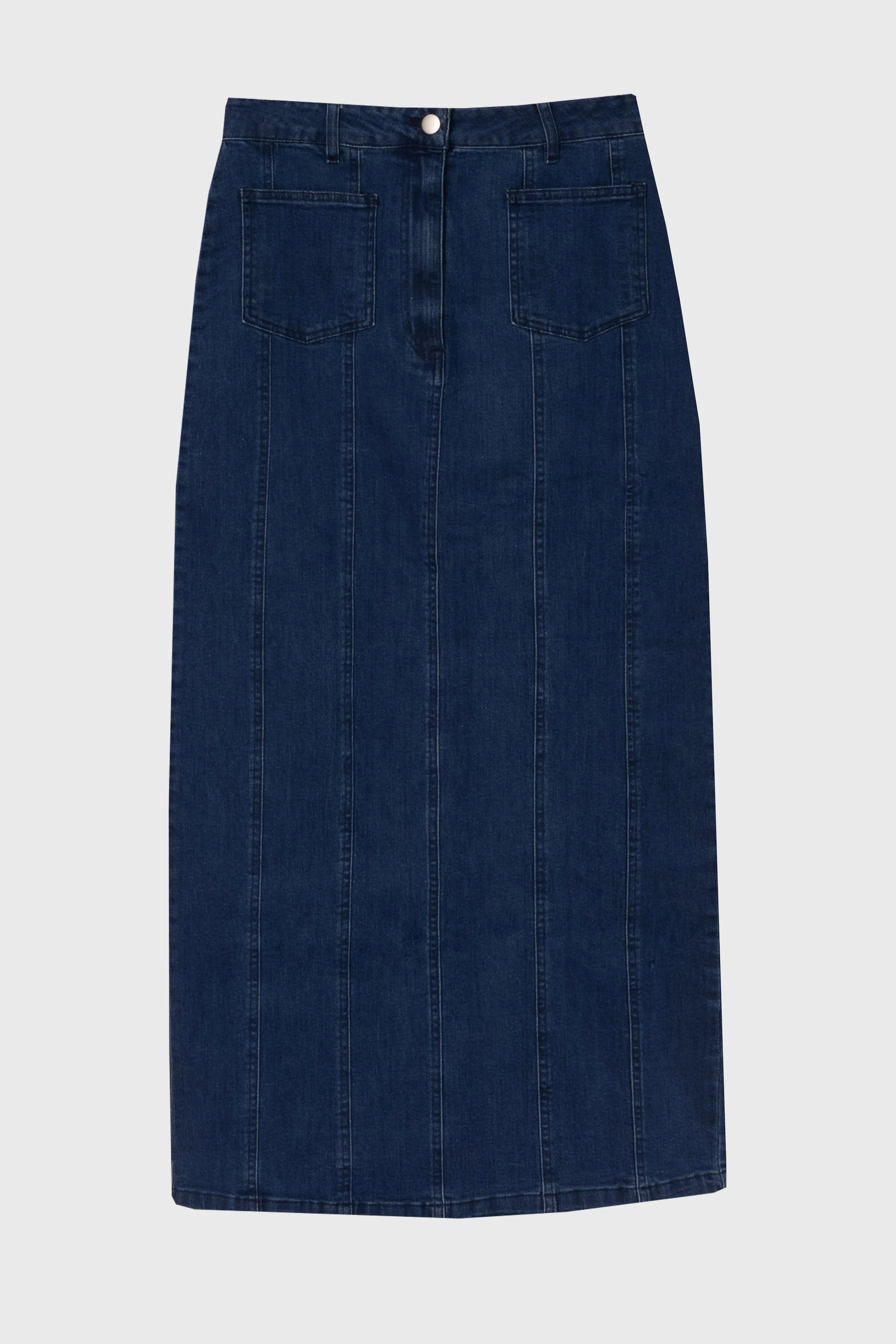 Blue Denim Pocket Seam Maxi Skirt - Image 6
