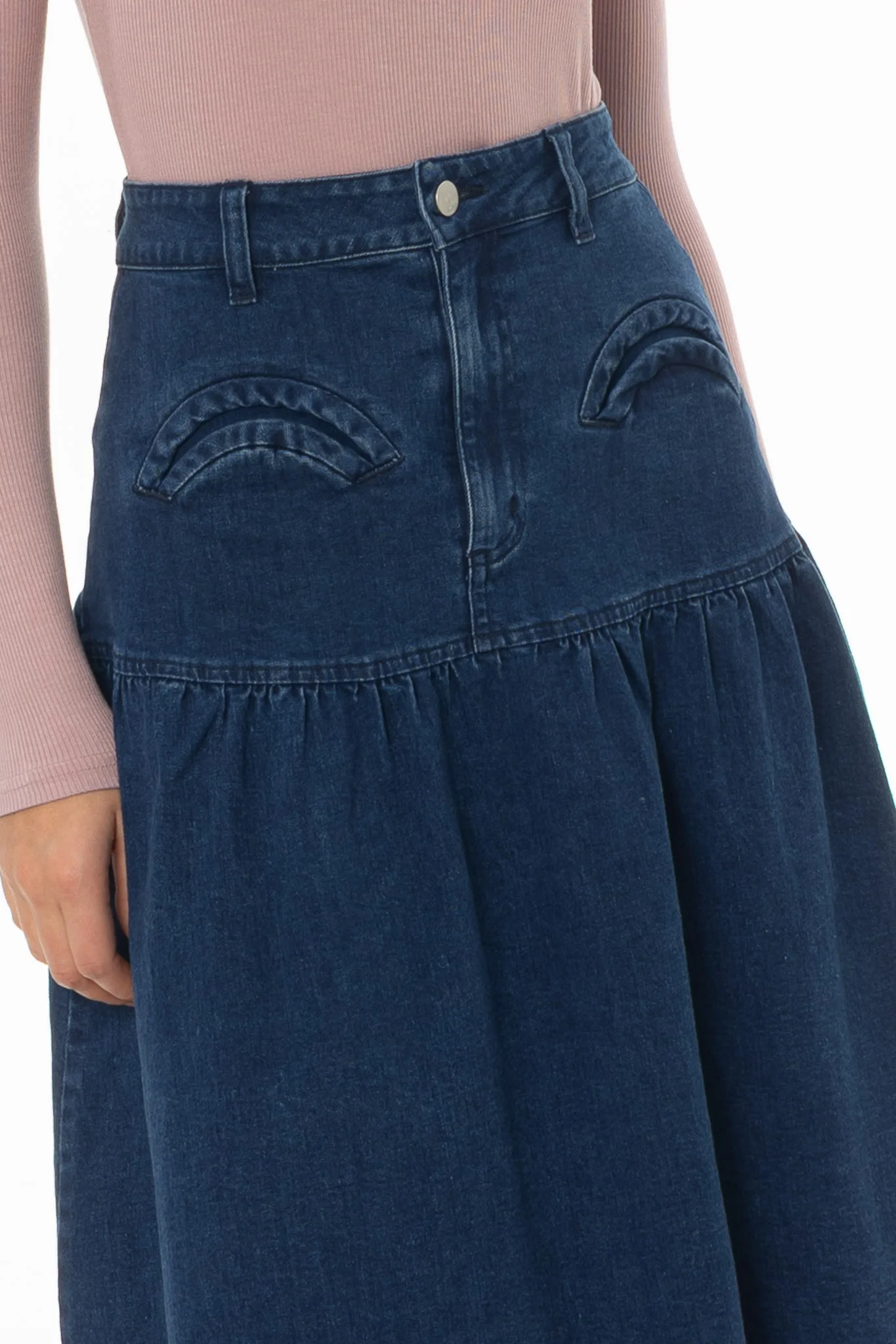 Blue Drop Waist Denim Skirt - Image 2