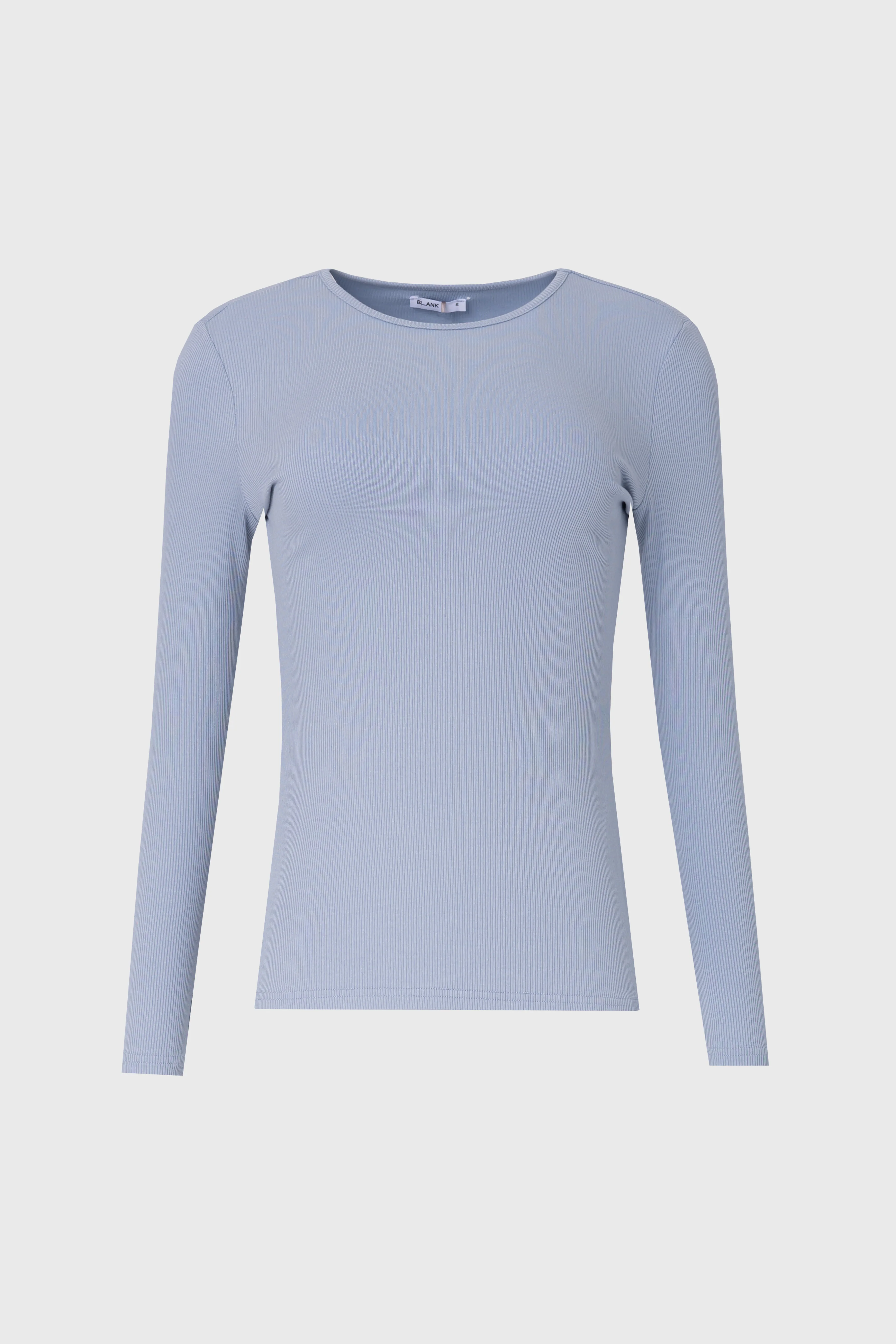 Blue Long Sleeve Ribbed Tee - Image 4