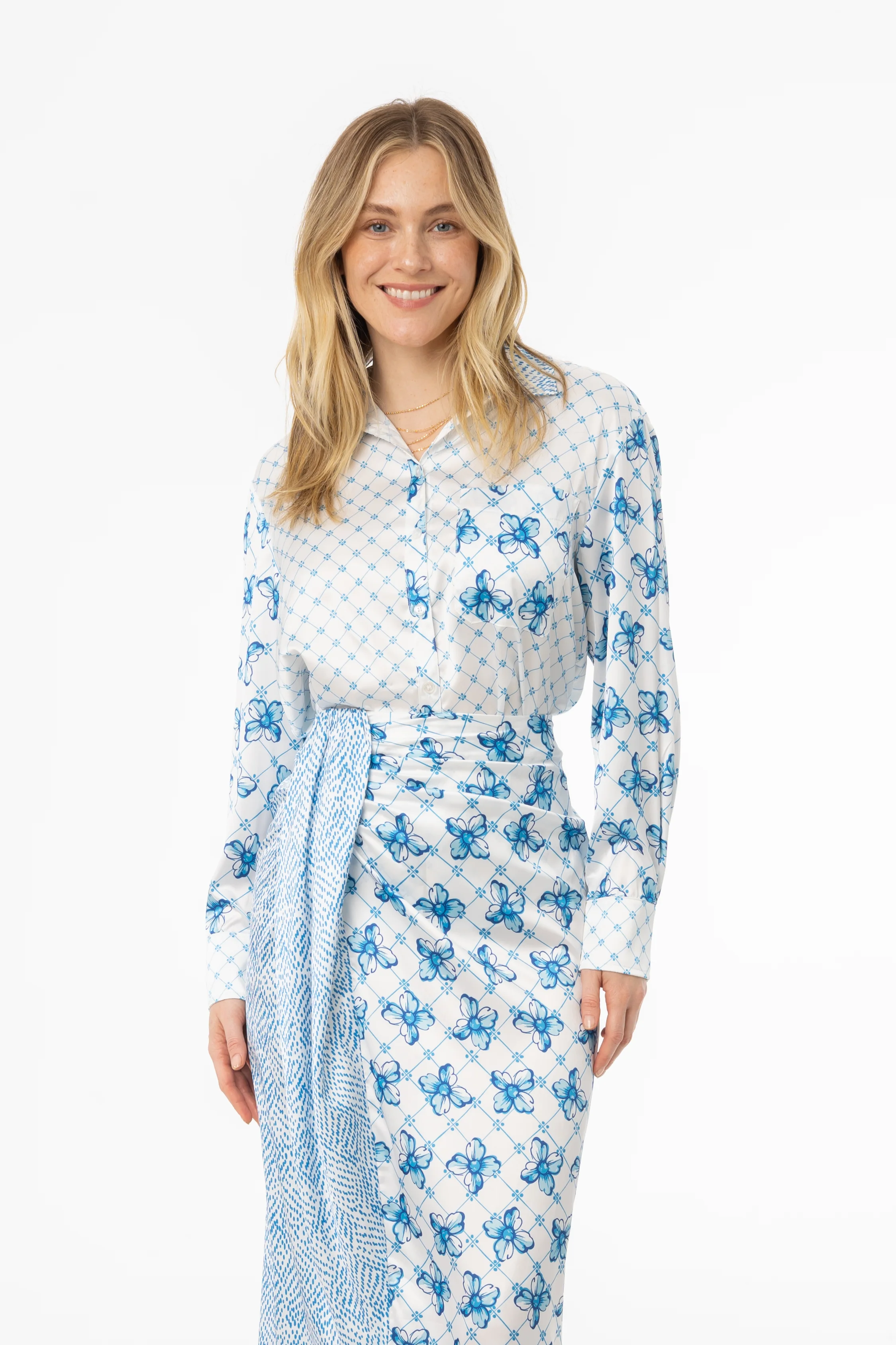 Blue Printed Blouse - Image 4