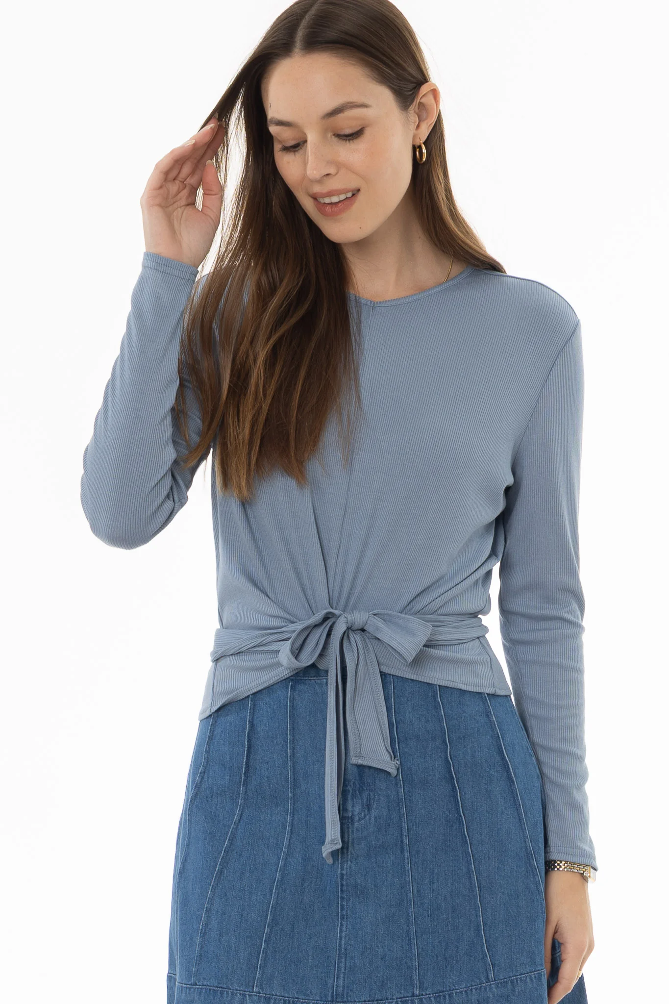 Blue Ribbed Tie T-Shirt - Image 5