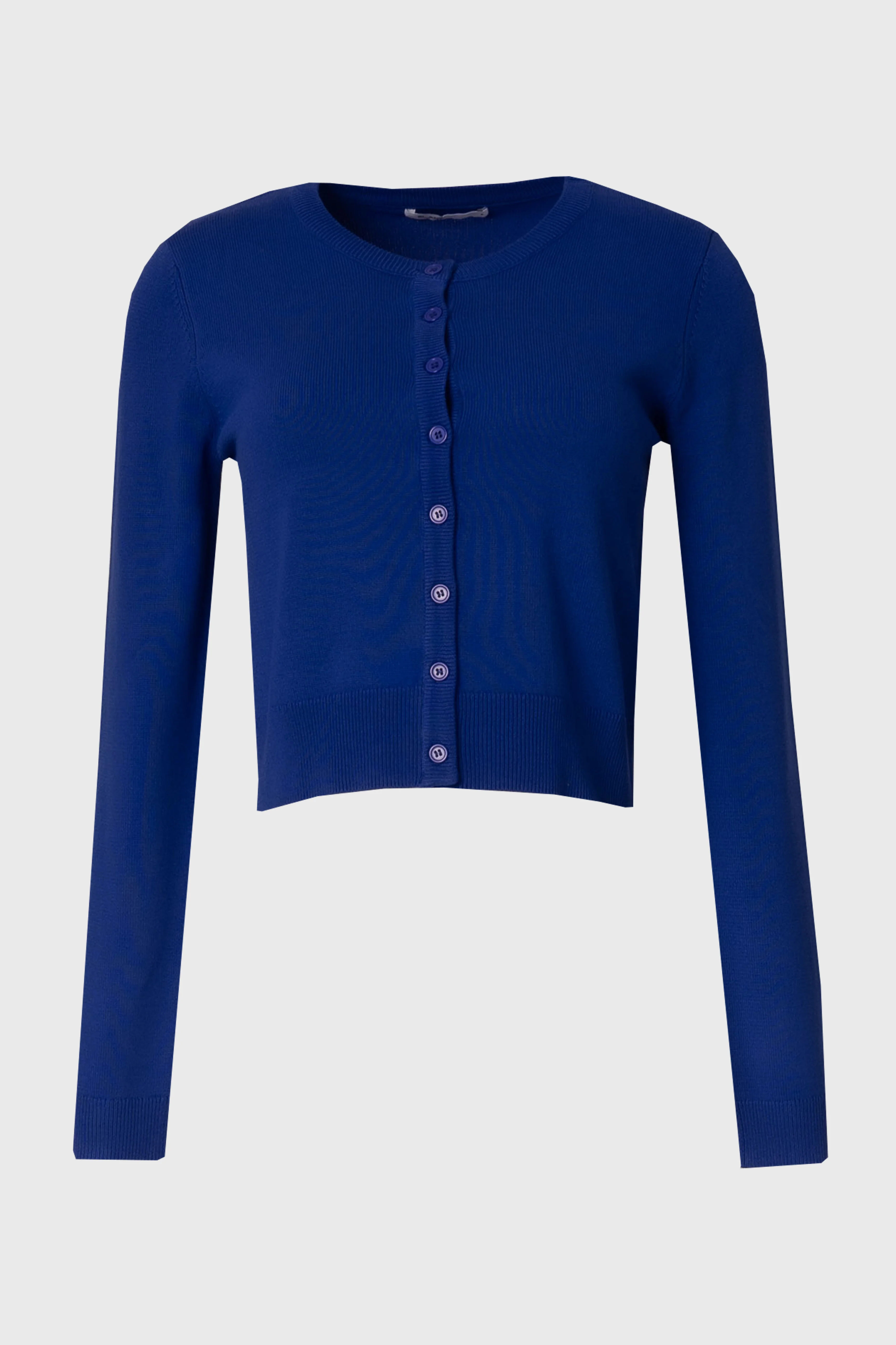 Cobalt Blue Round Neck Knit Cardigan - Image 5