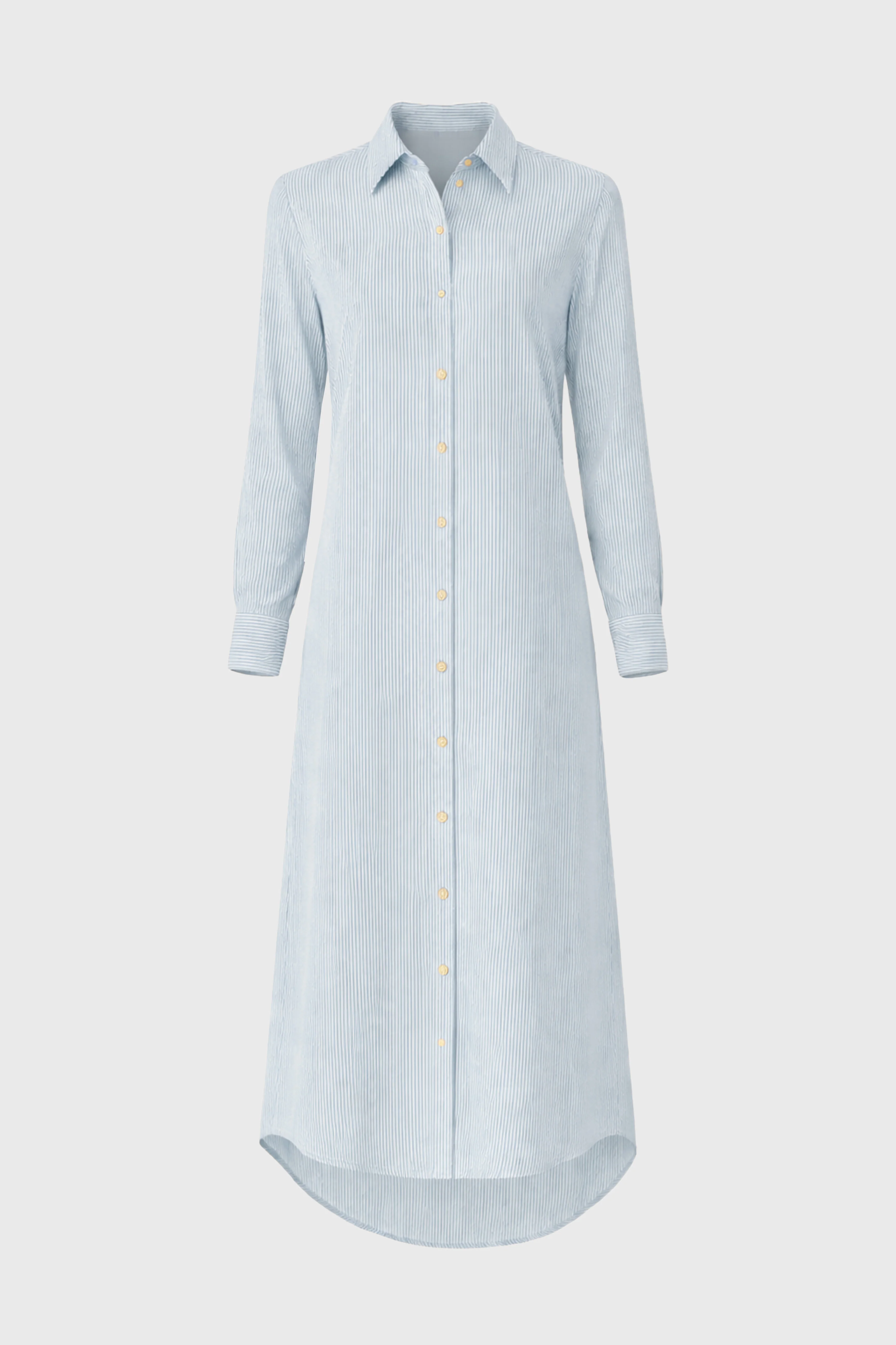 Blue Seersucker Striped Maxi Shirt Dress - Image 6