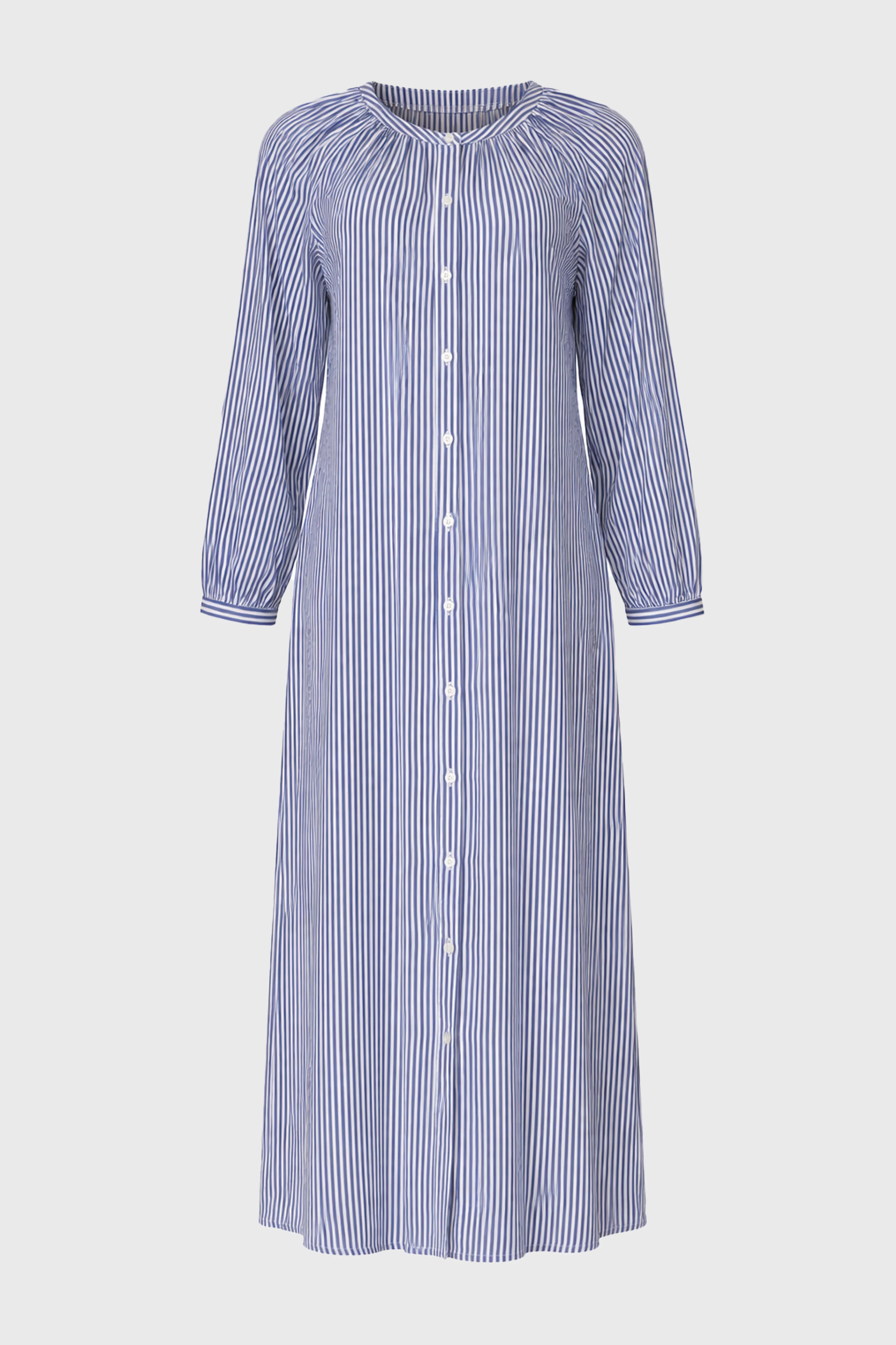 Blue Striped Cotton Maxi Dress - Image 6