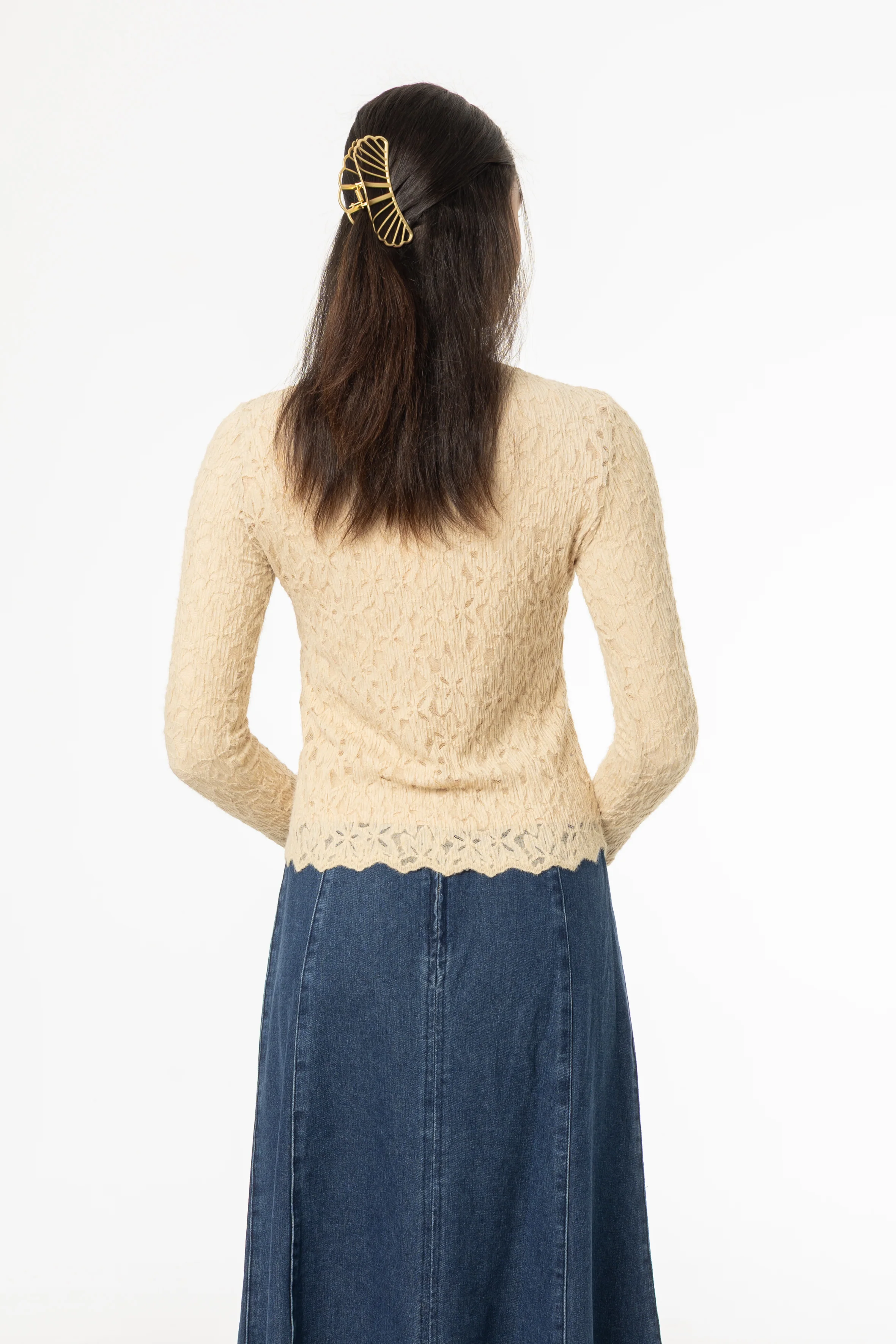 Bone Floral Scalloped Top - Image 4