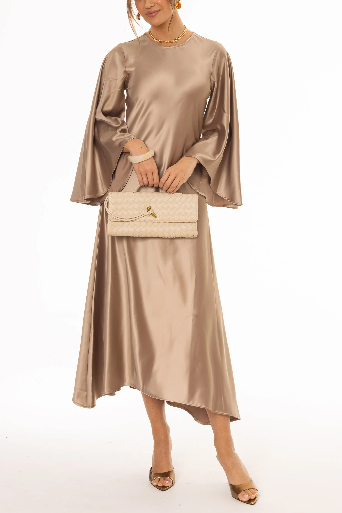 Bronze Flare Sleeve Maxi Dress - Image 3