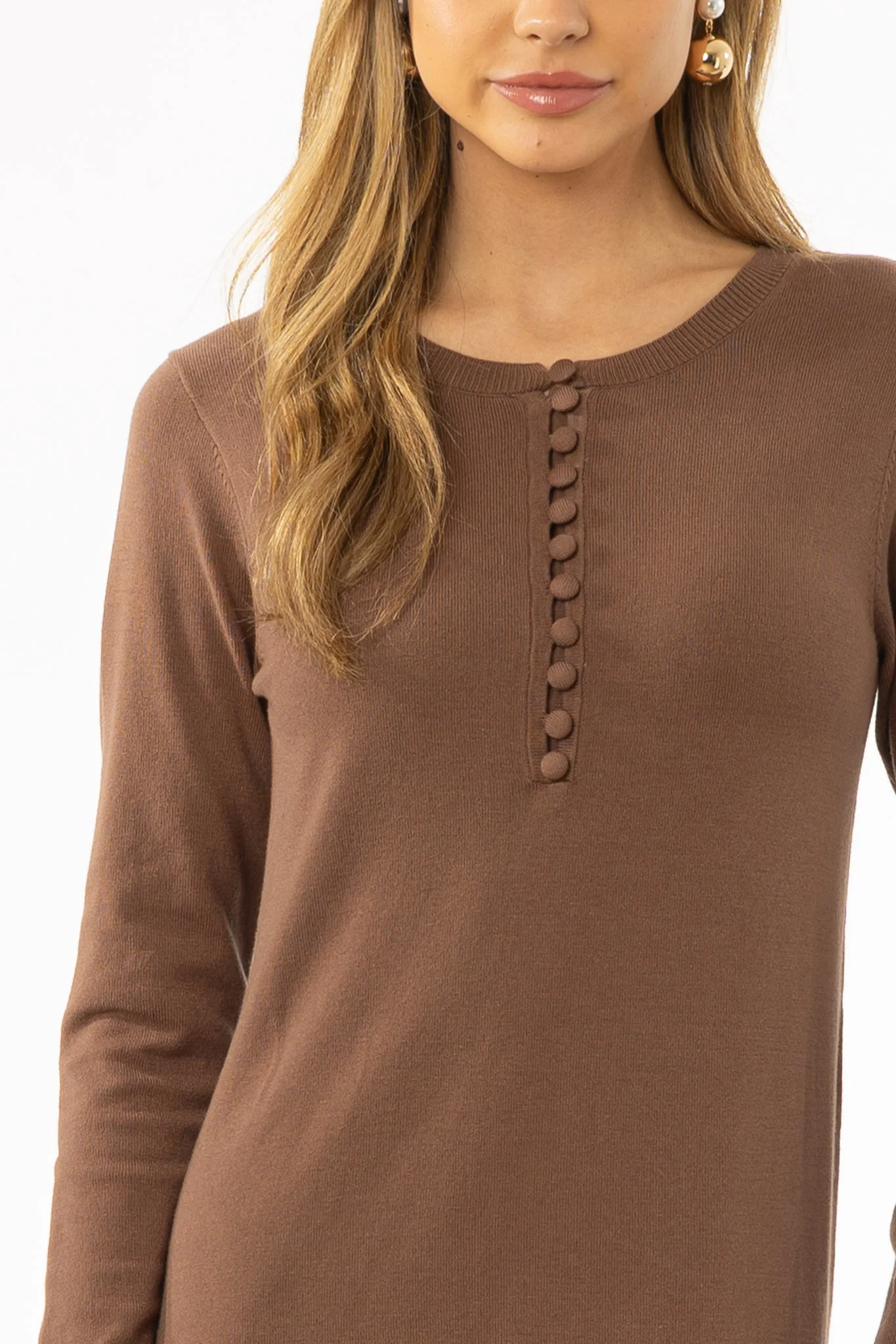 Brown Button Detail Maxi Dress - Image 2