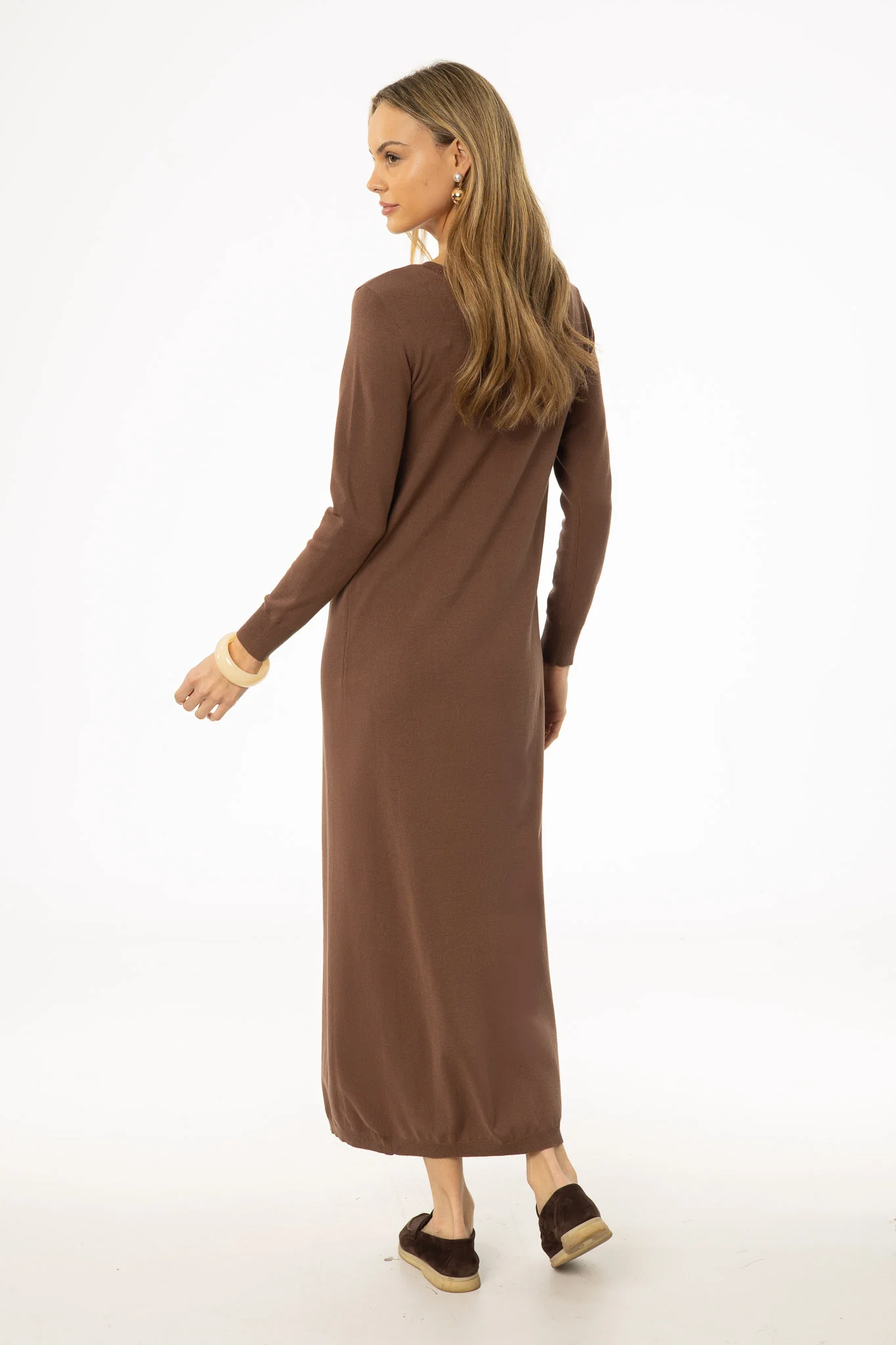 Brown Button Detail Maxi Dress - Image 5
