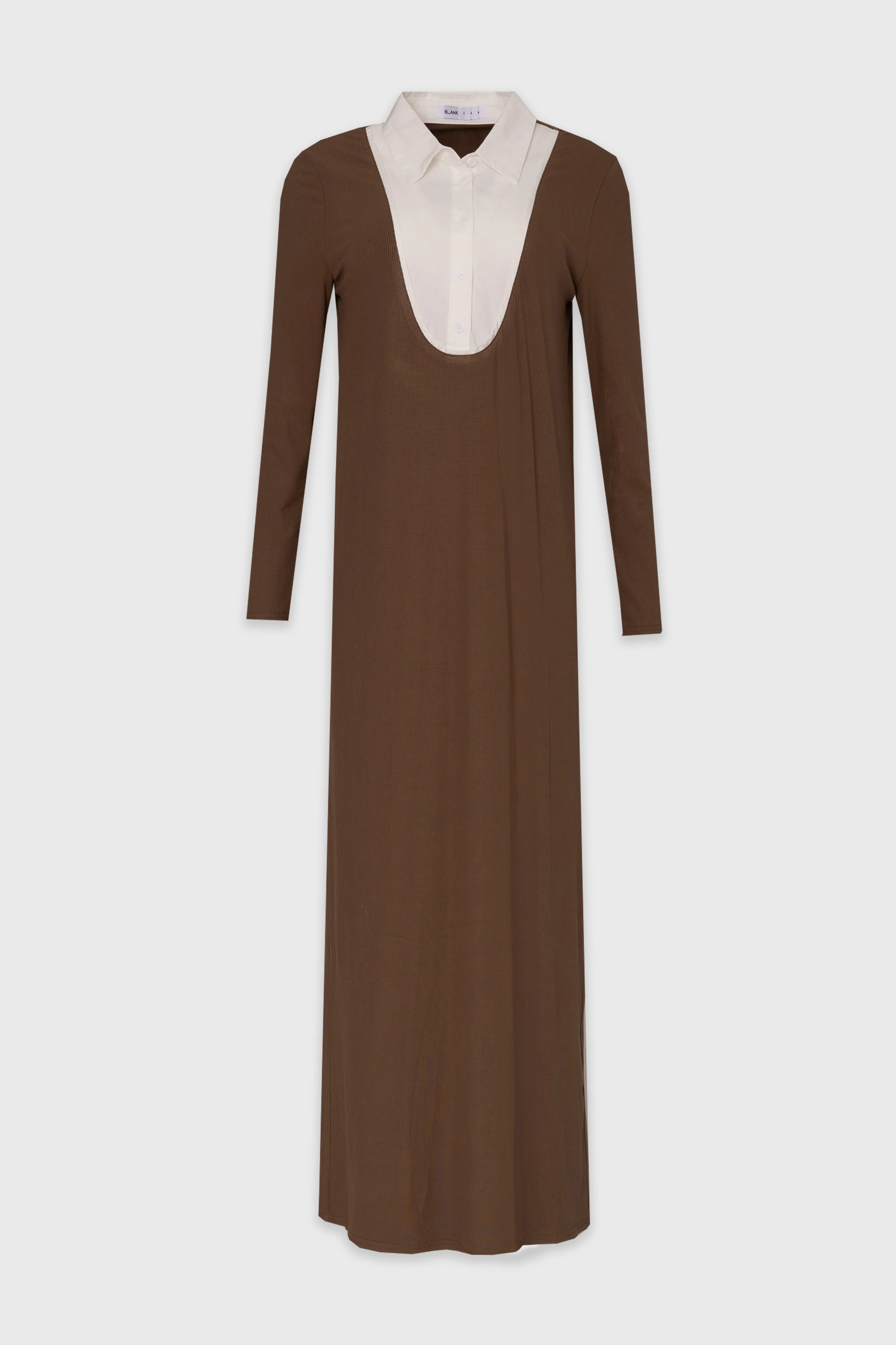 Brown Combo Blouse Maxi Dress - Image 6