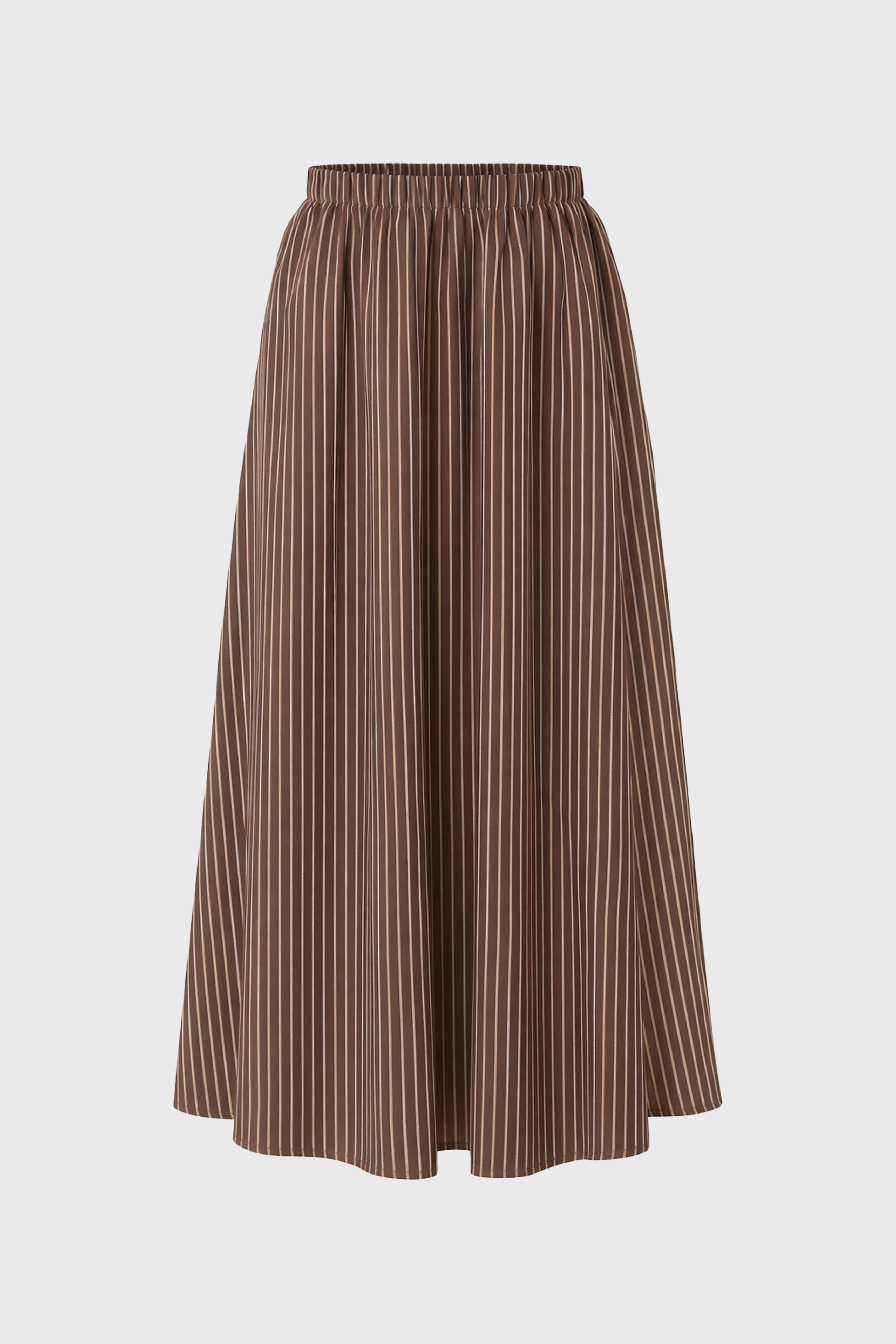 Brown Double Striped Cotton Maxi Skirt - Image 6