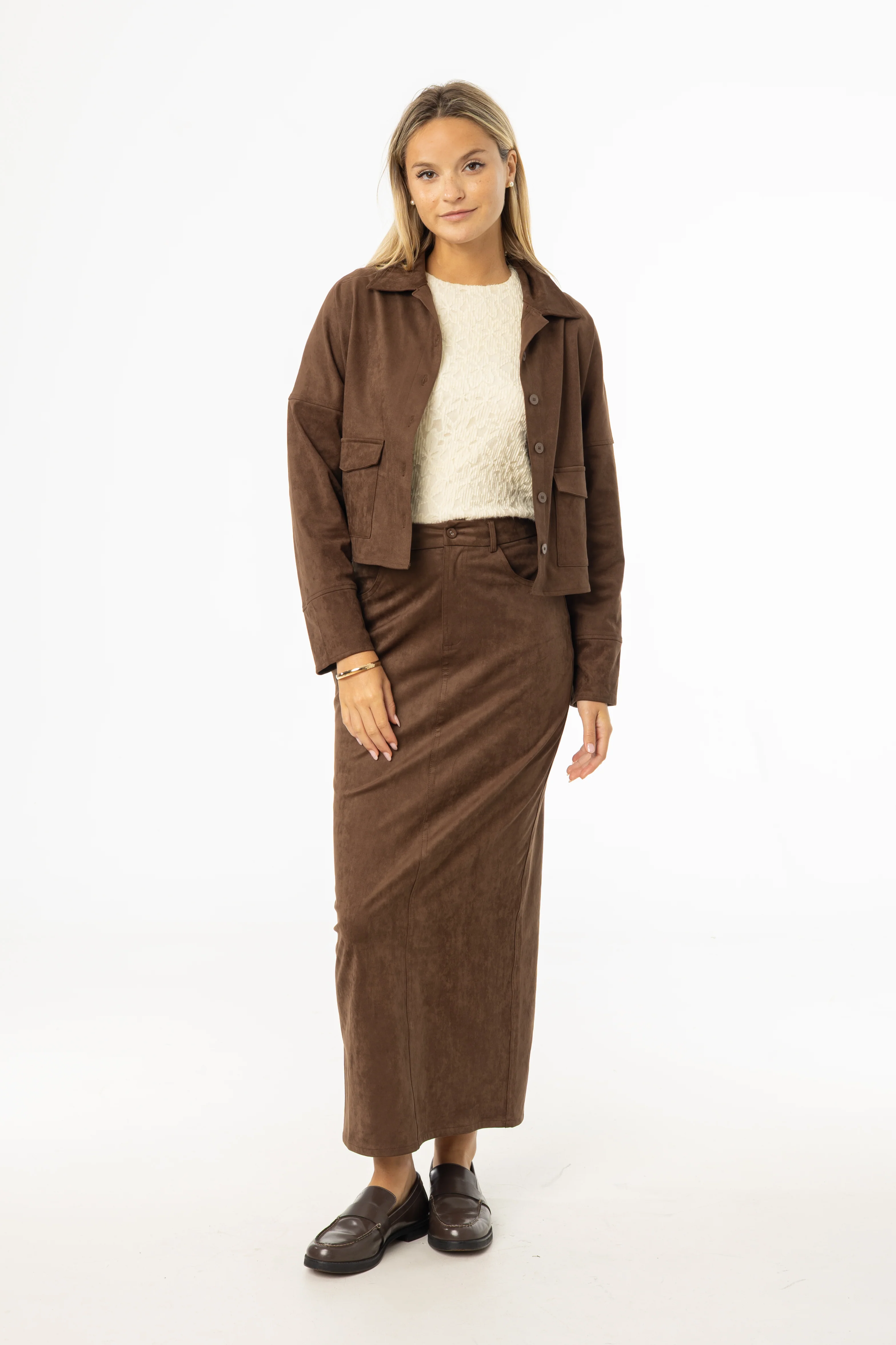 Brown Everyday Microsuede Skirt - Image 4