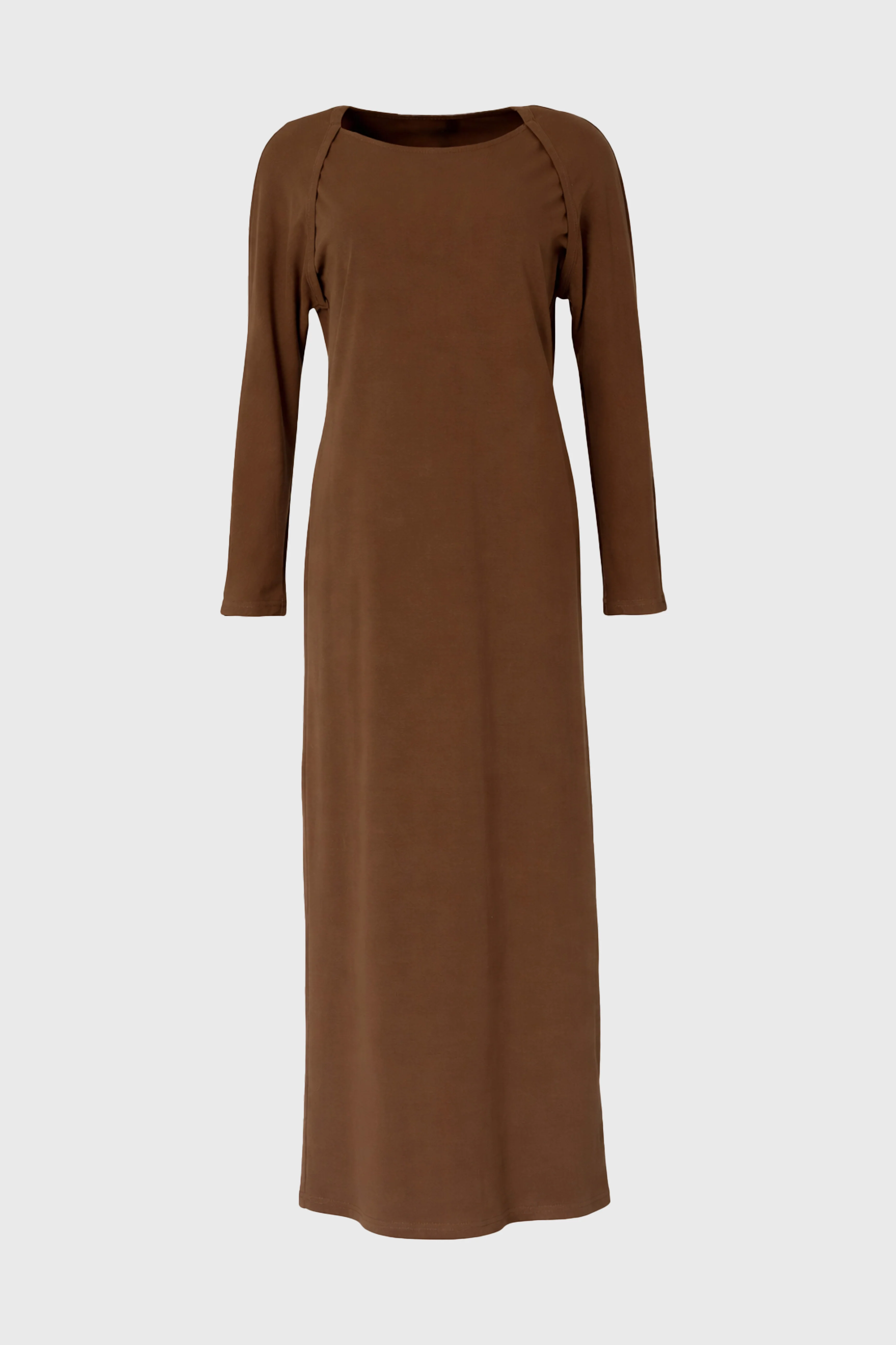 Brown Faux Shrug Maxi Dress - Image 6