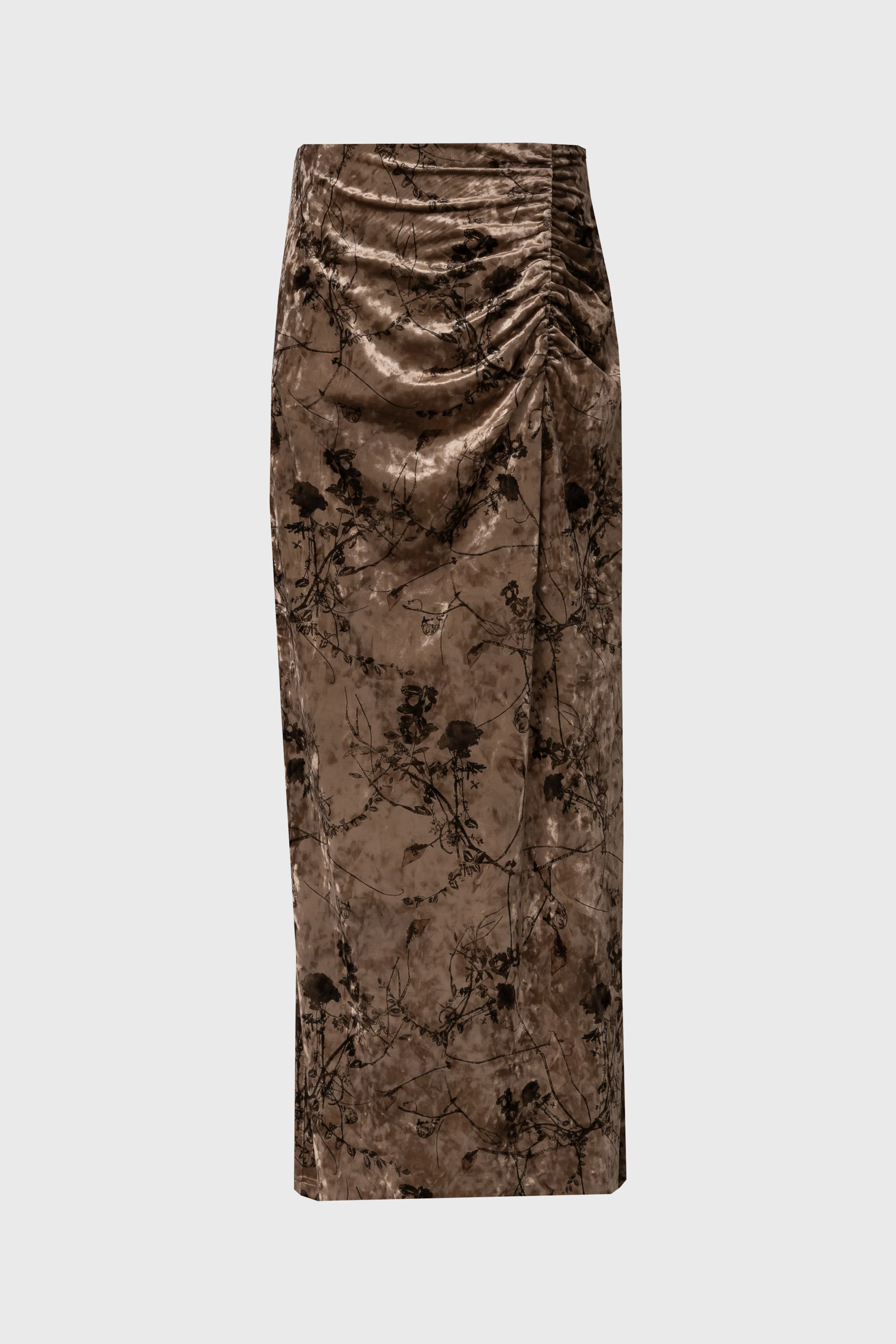 Brown Floral Crushed Velvet Skirt - Image 6