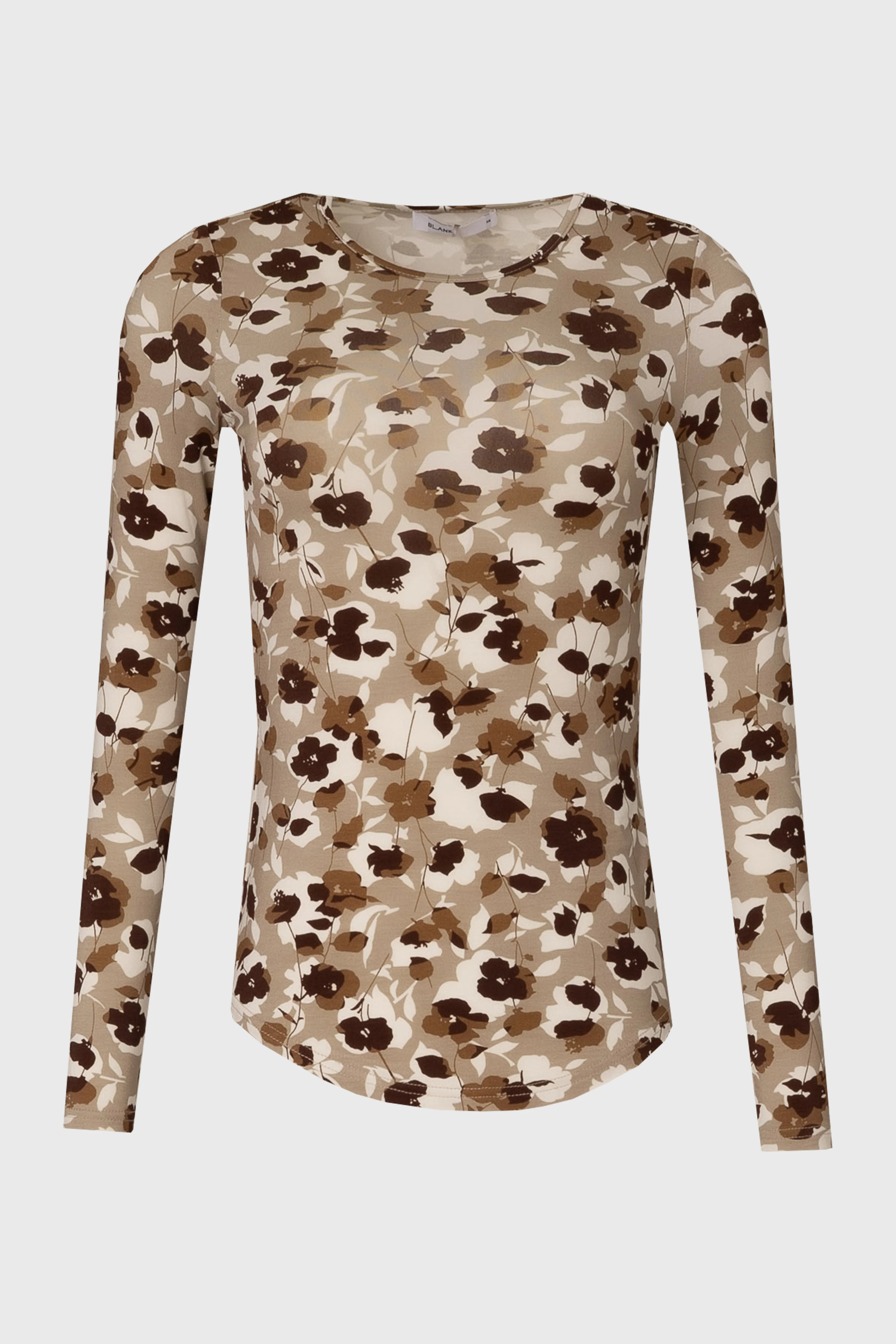 Brown Floral Printed Round Neck T-Shirt - Image 6