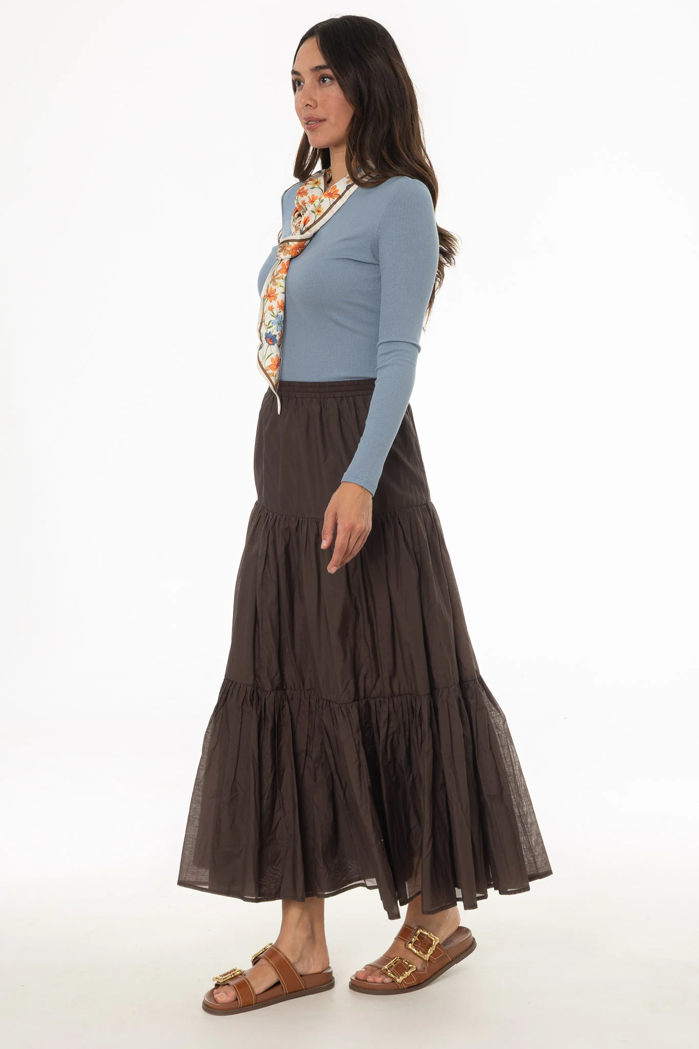 Brown Layered Chiffon Skirt - Image 3