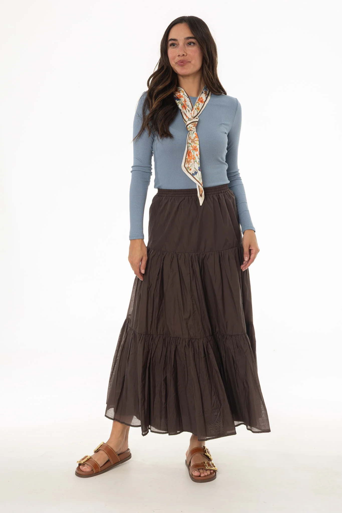 Brown Layered Chiffon Skirt - Image 5