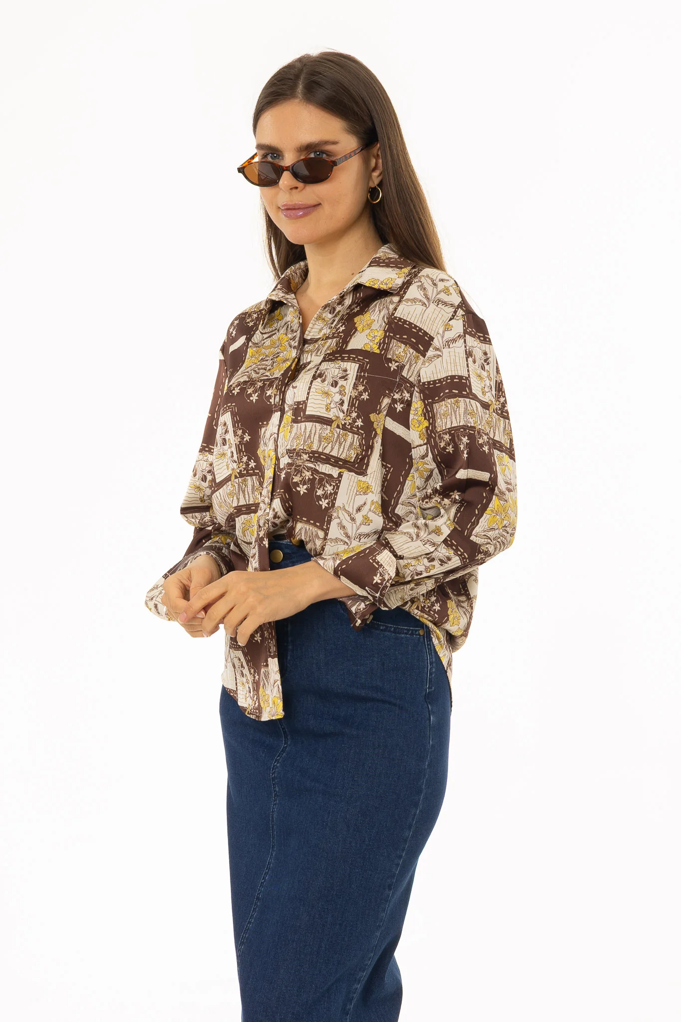 Brown Multi Printed Blouse - Image 3