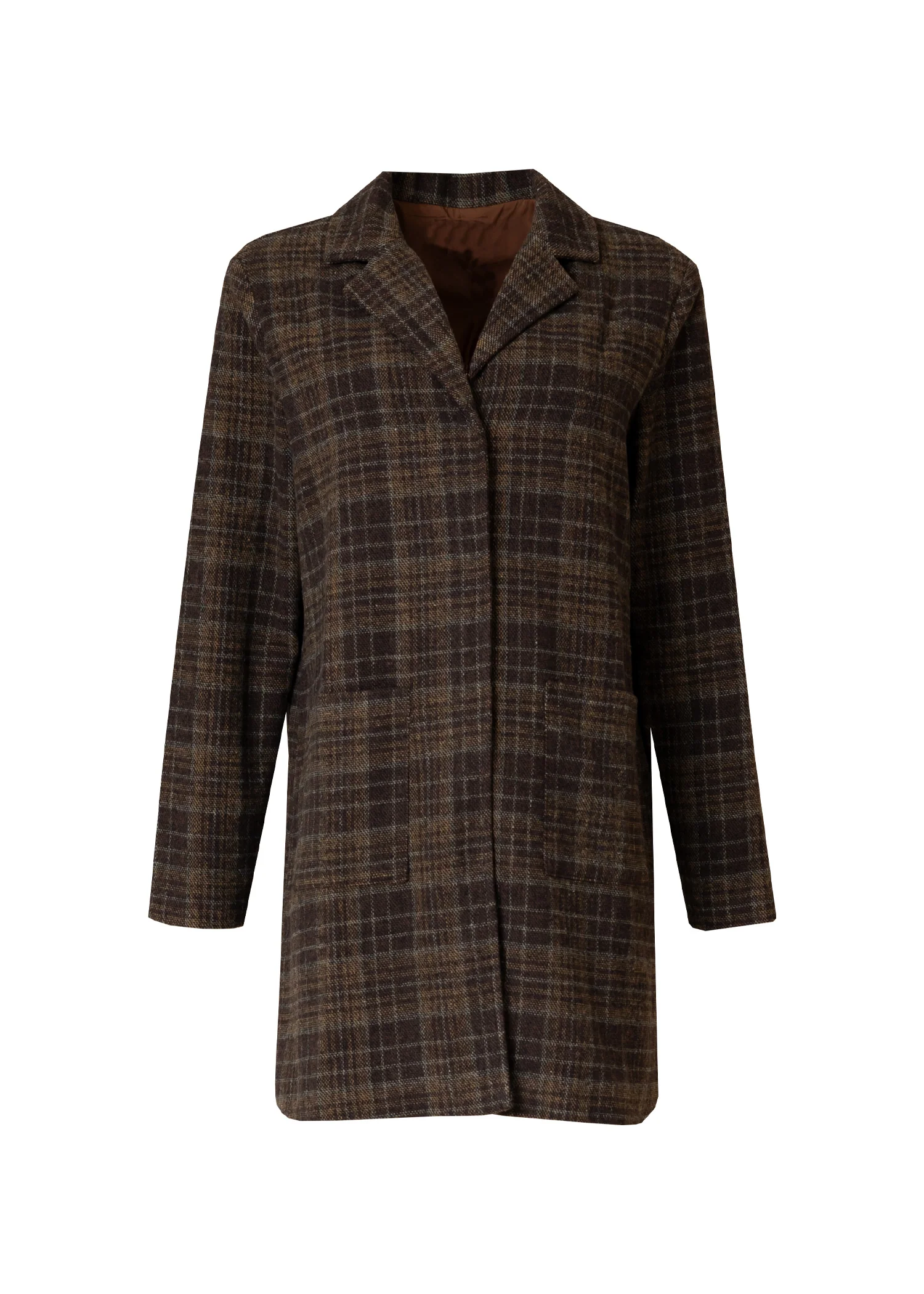 Brown Plaid Wool Coat - Image 6