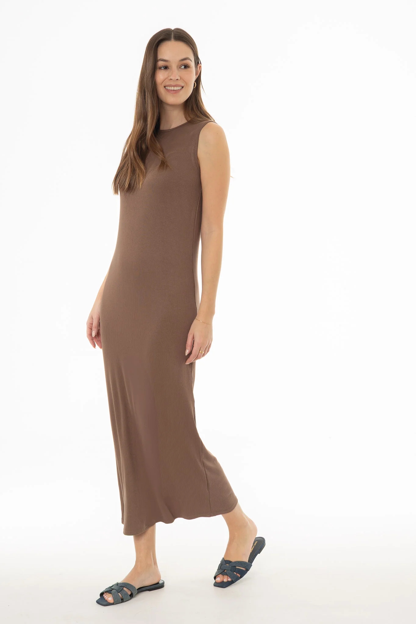 Brown Ribbed Maxi Jumper - Image 3