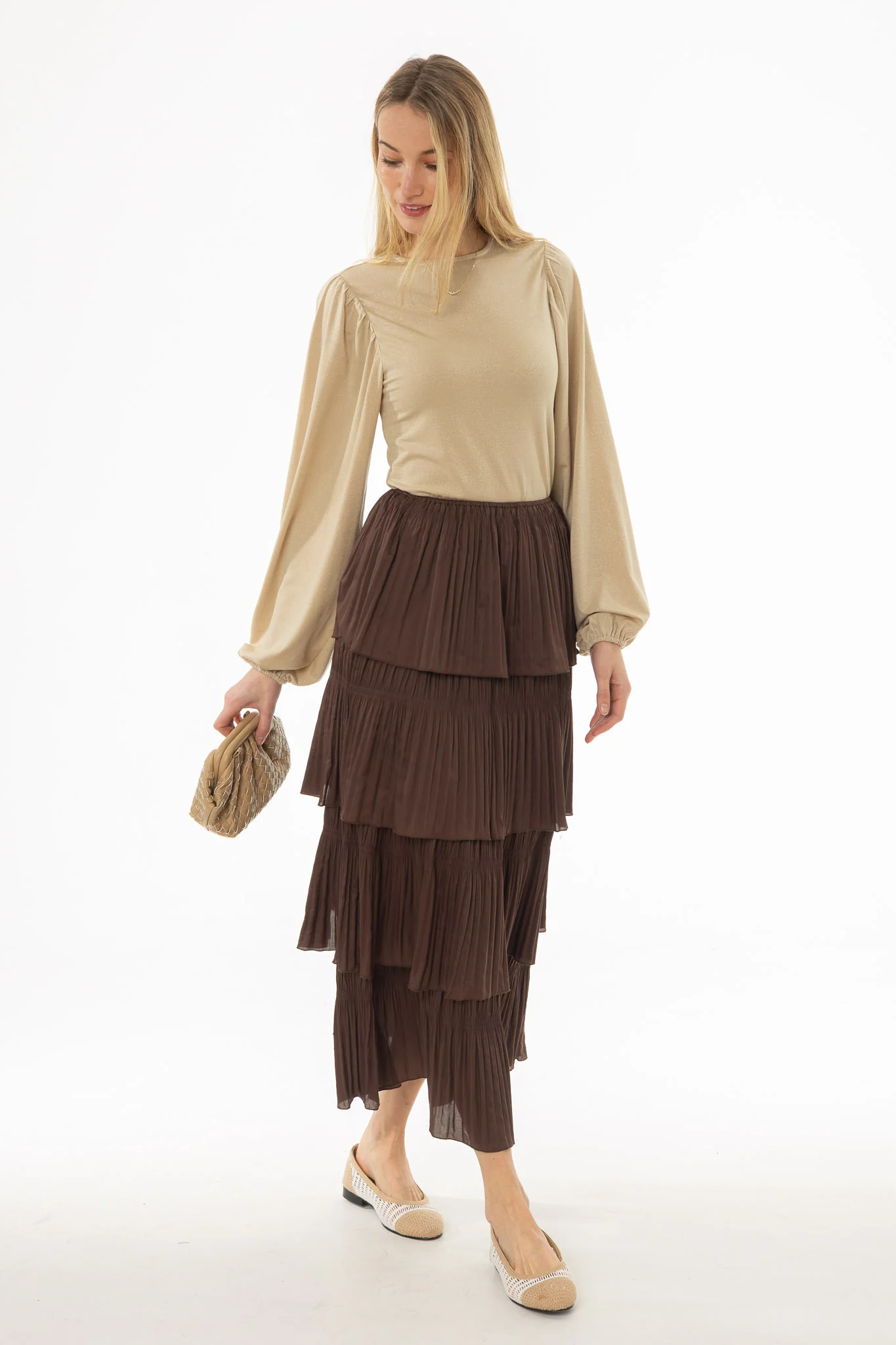 Brown Ruffle Maxi Skirt - Image 5