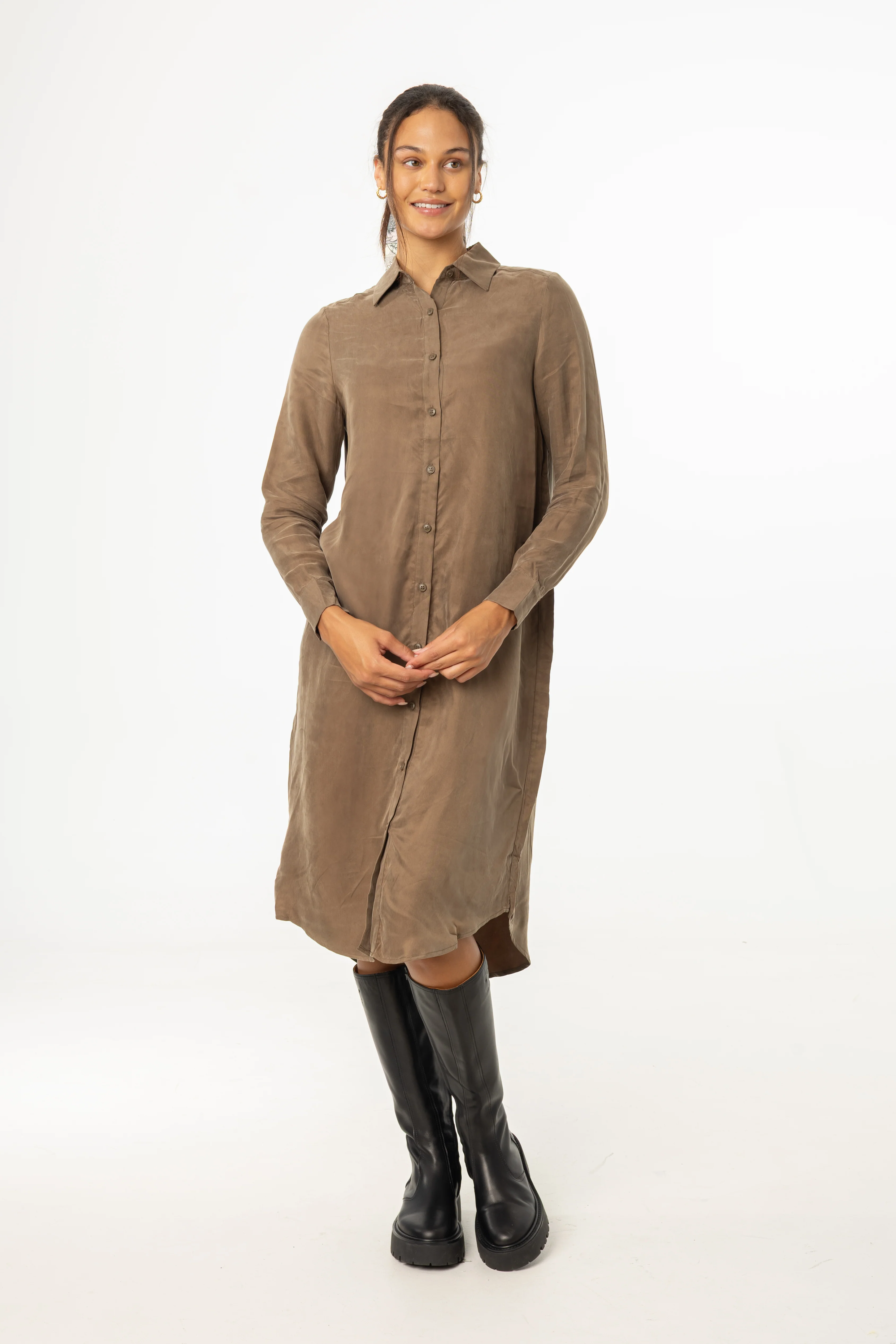 Brown Shirt Dress - Image 4