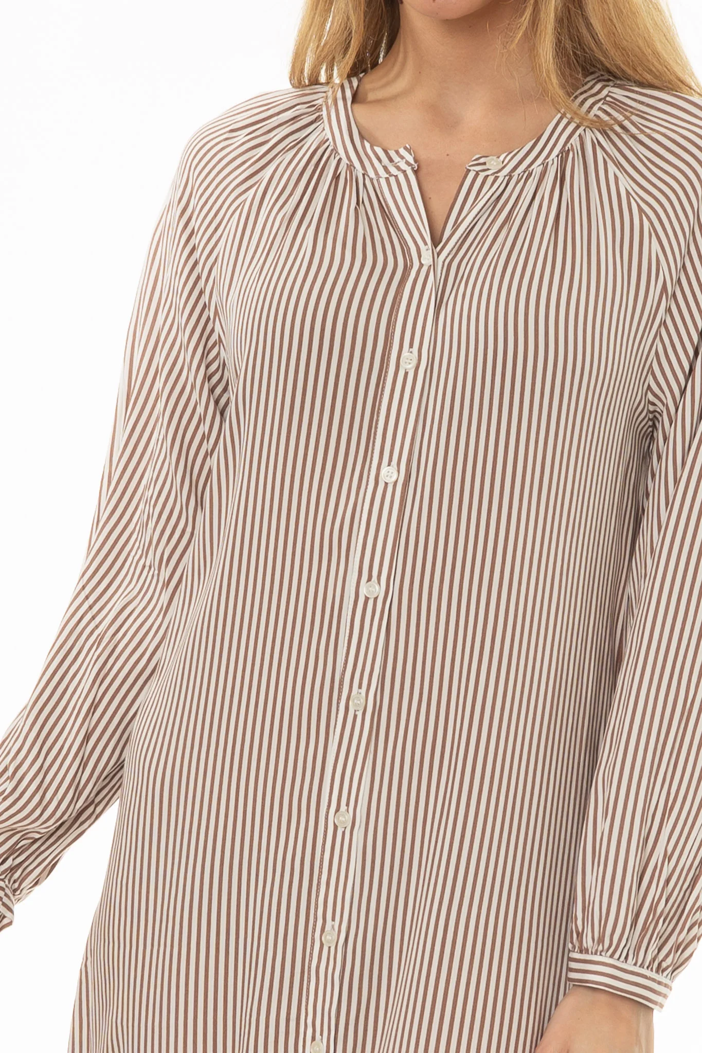 Brown Striped Cotton Maxi Dress - Image 2