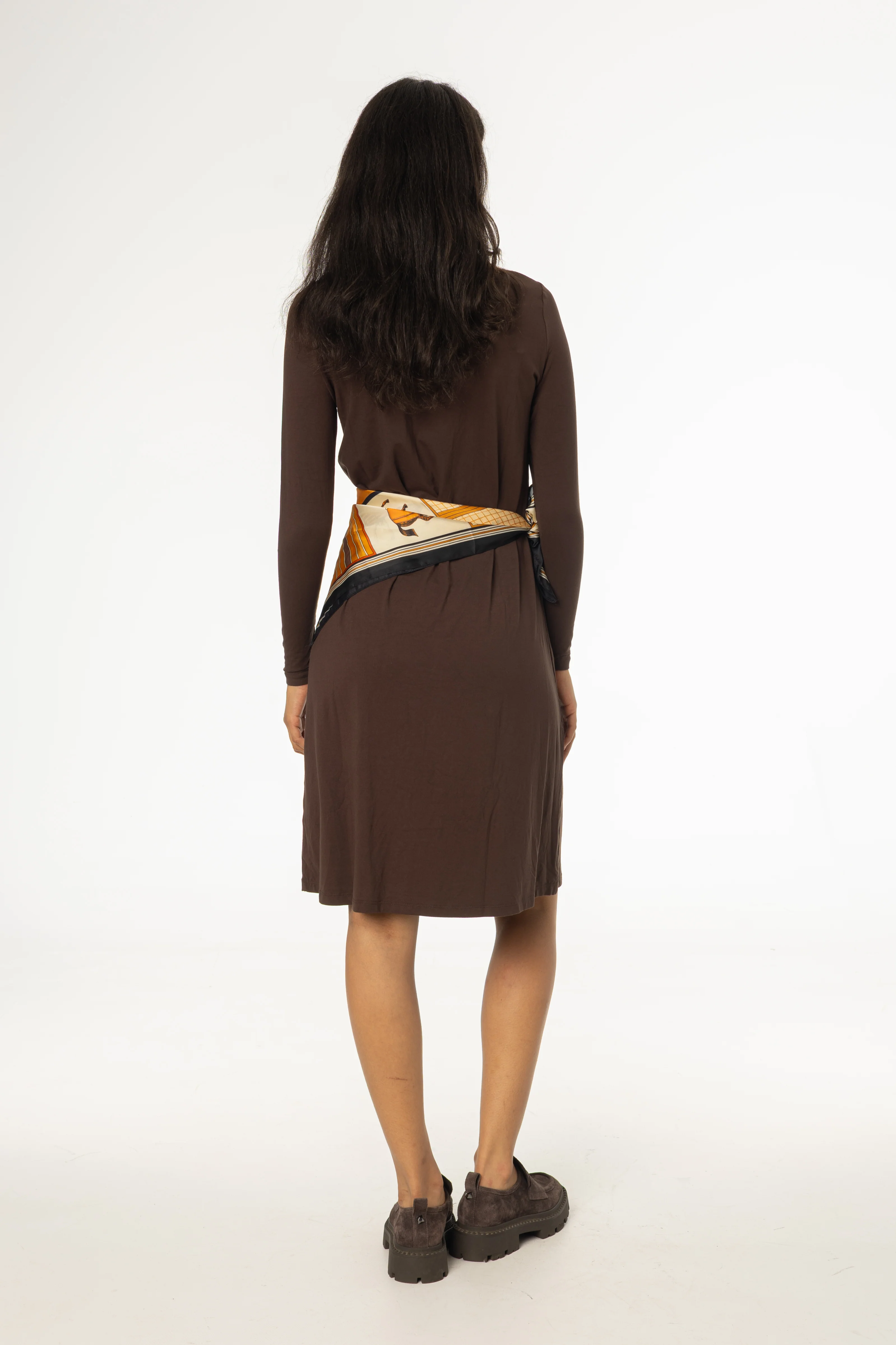 Brown Turtleneck Swing Dress - Image 3