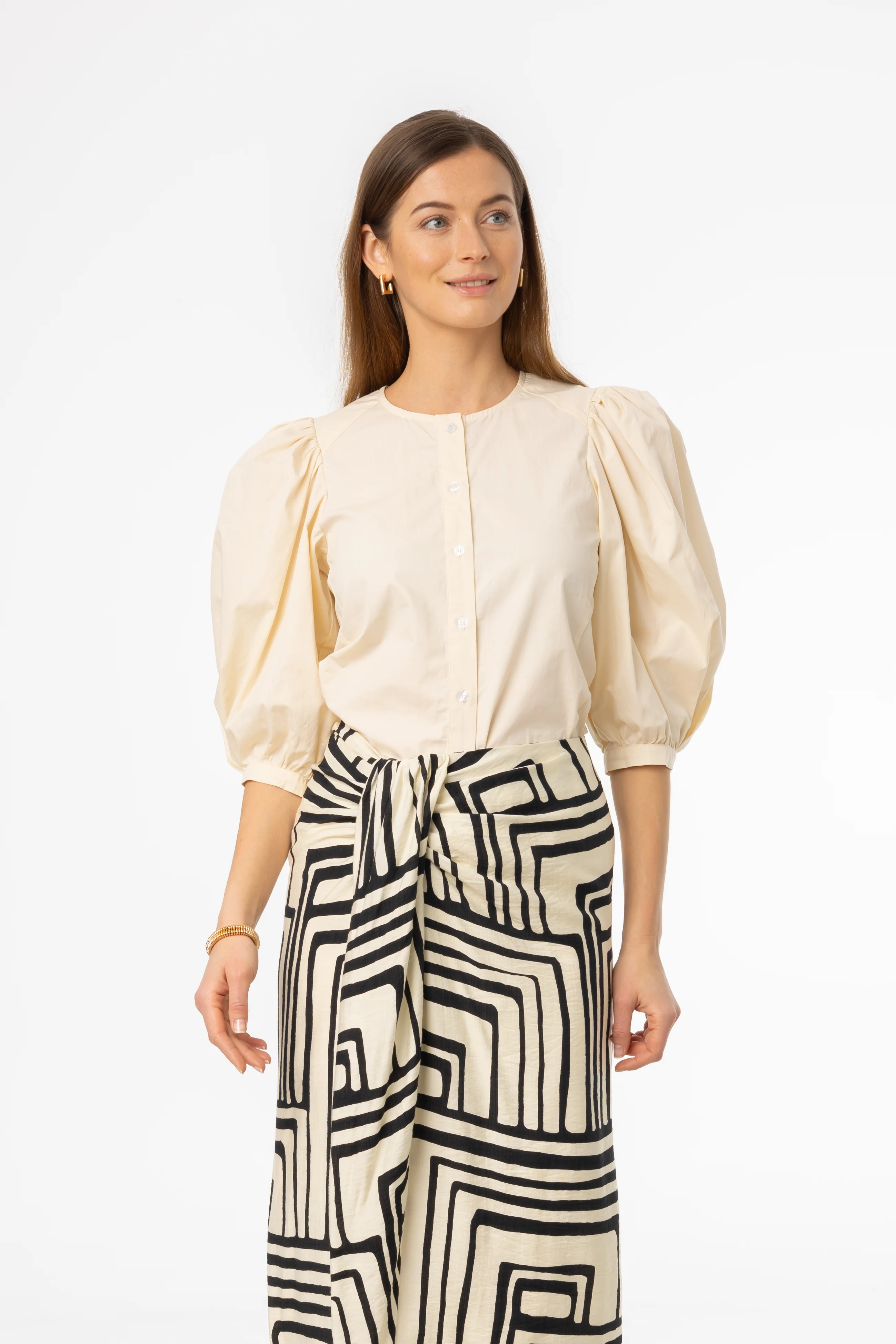 Butter Cream Puff Sleeve Blouse - Image 4