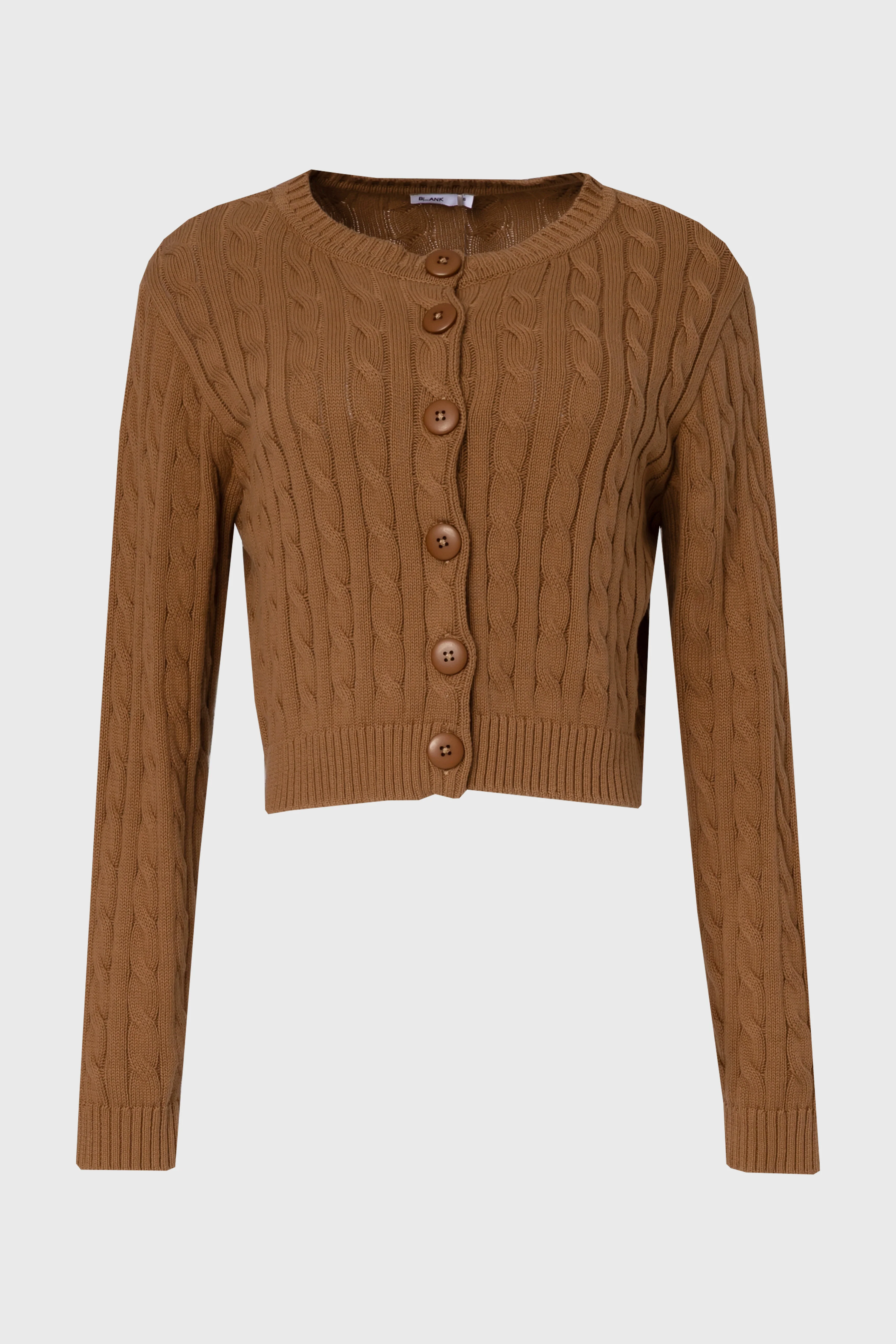 Camel Cable Knit Cardigan - Image 5