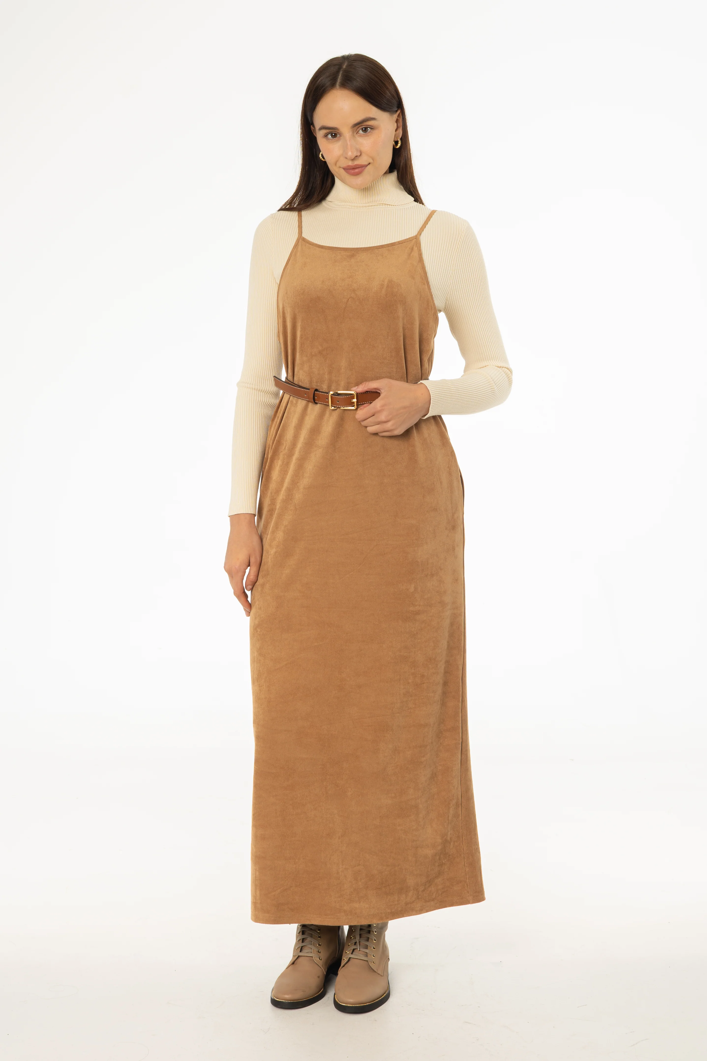 Camel Microsuede Maxi Jumper