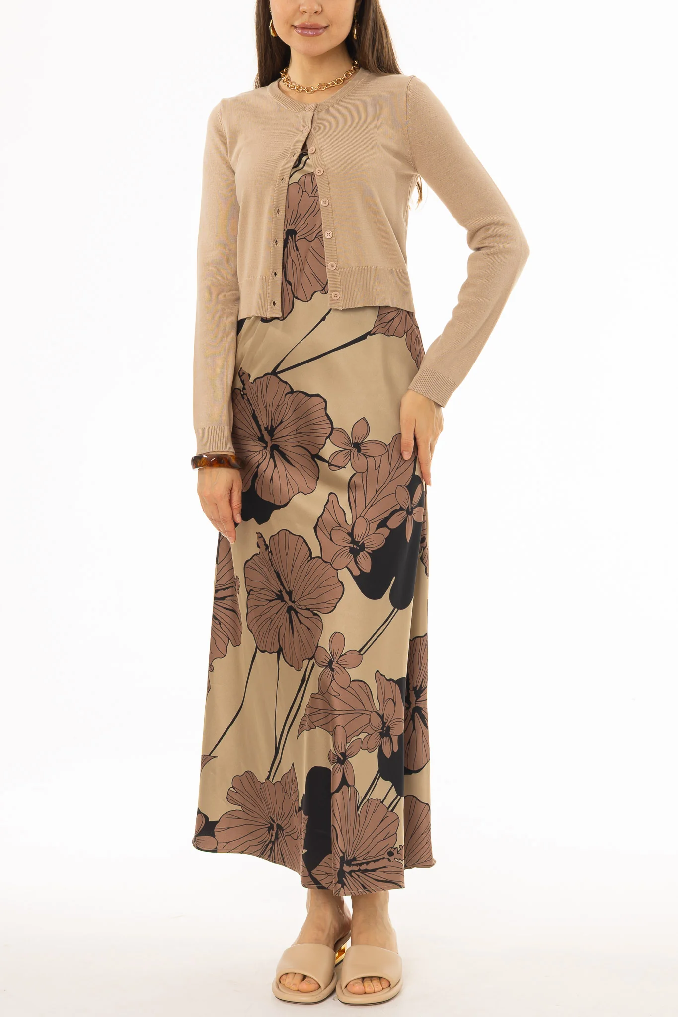 Champagne Floral Slip Dress