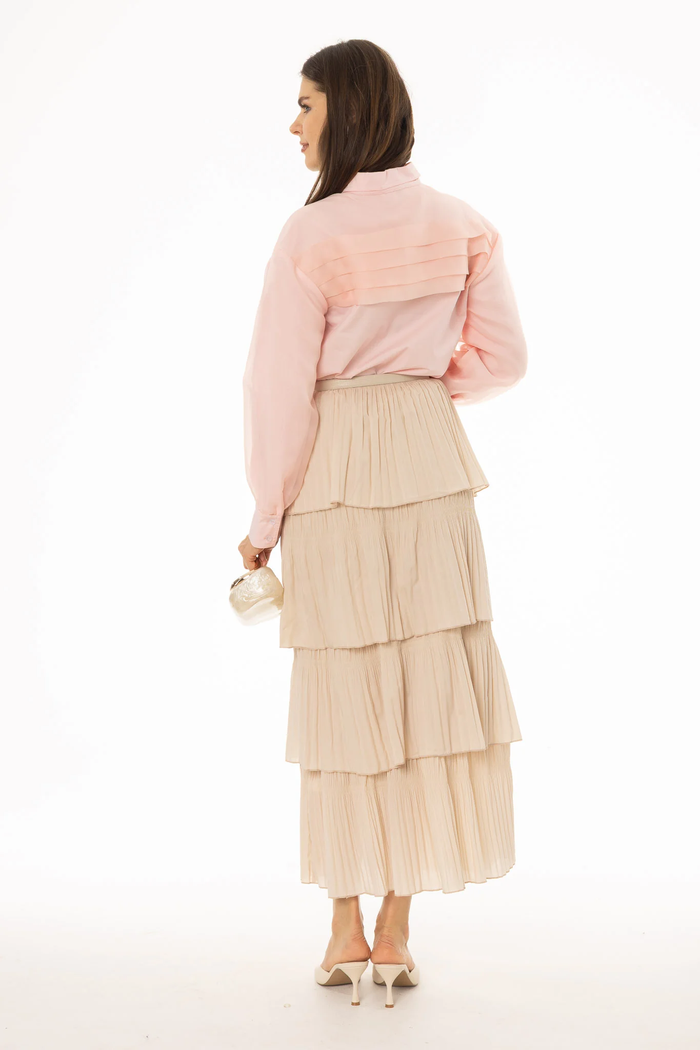 Champagne Ruffle Maxi Skirt - Image 4