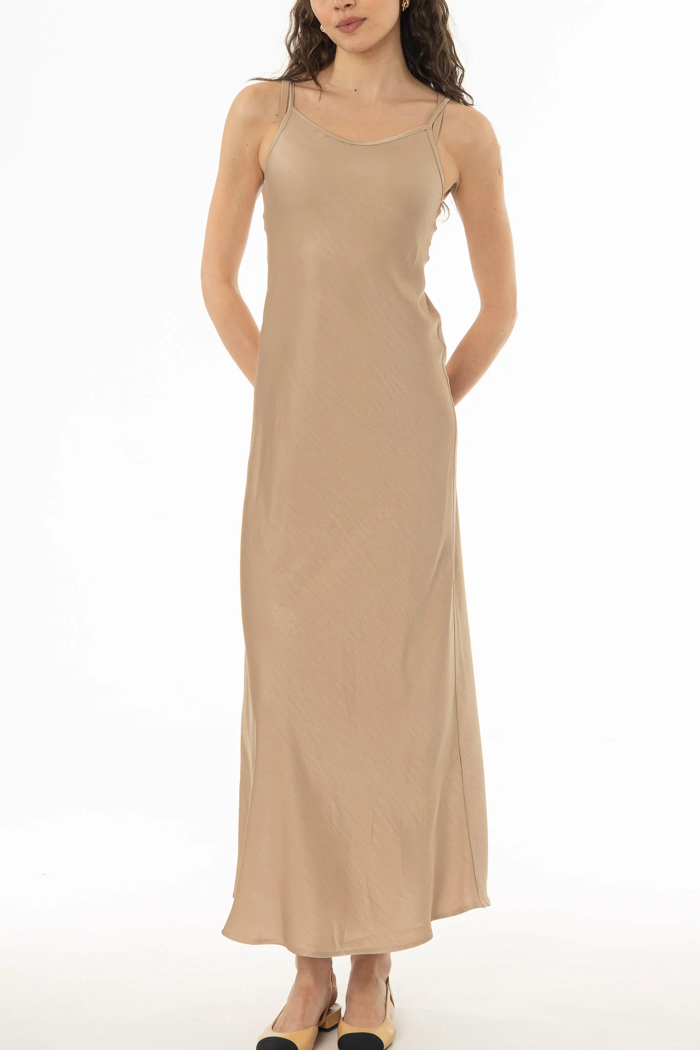 Champagne Silk Feel Slip Dress