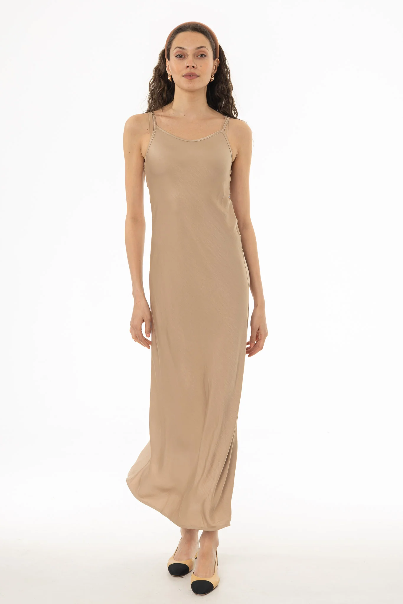 Champagne Silk Feel Slip Dress - Image 2
