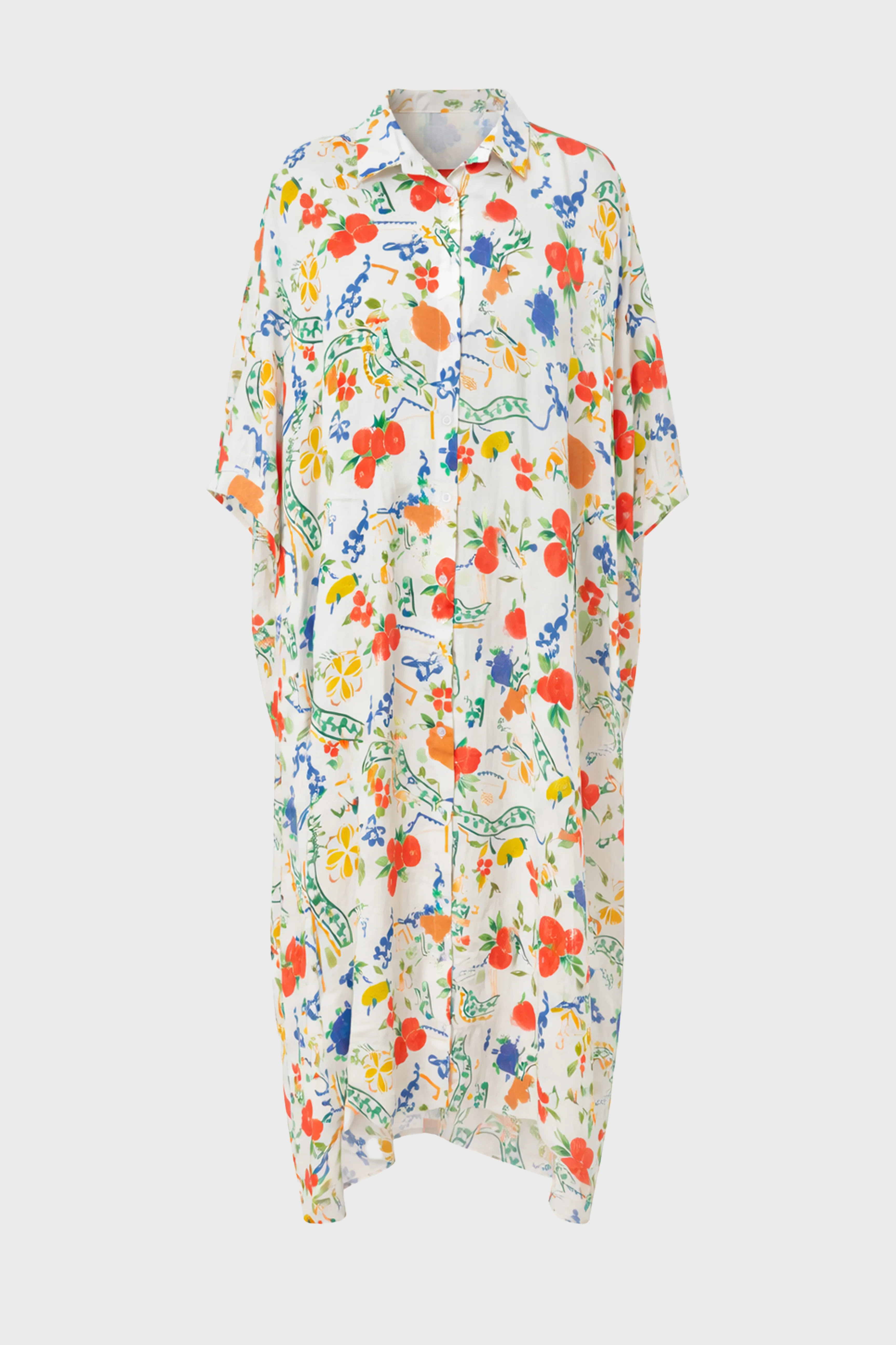 Citrus Print Oversized Shirt Maxi Dress - Image 6