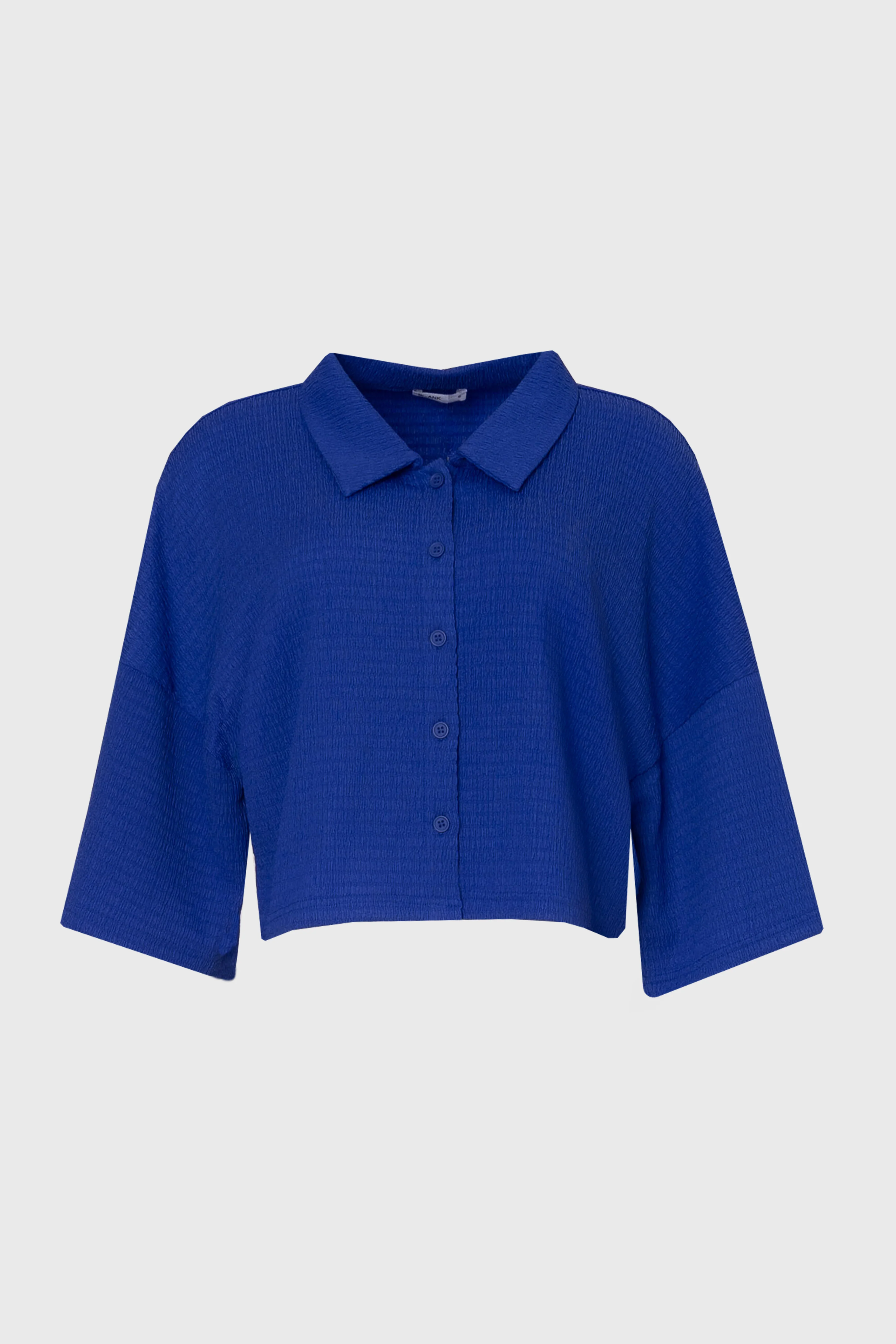 Cobalt Blue Seersucker Cropped Blouse - Image 6