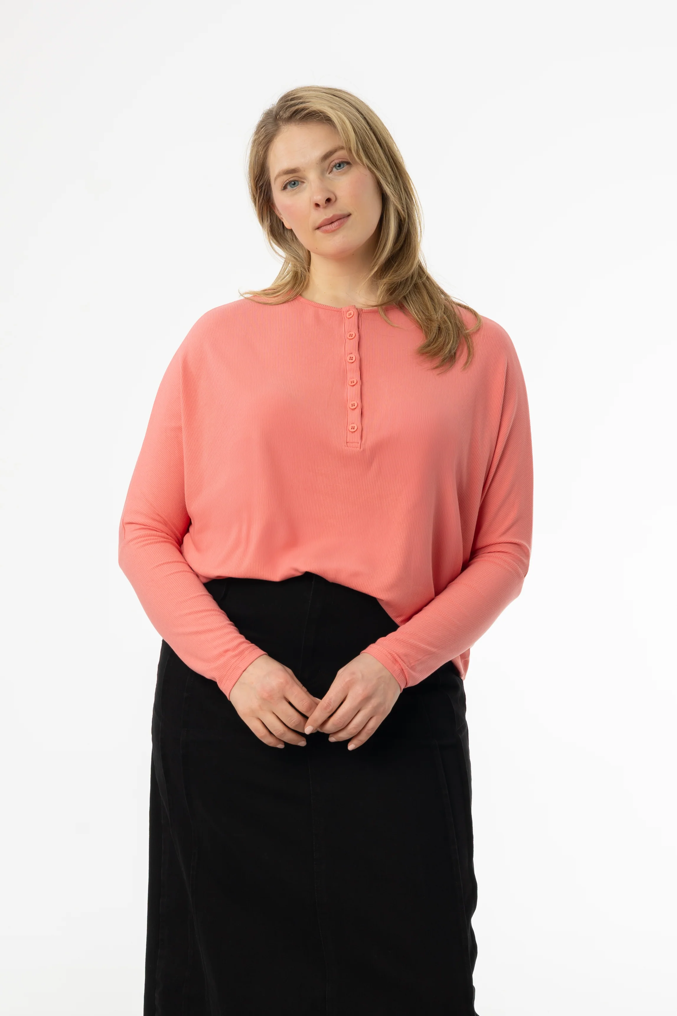 Coral Henley Dolman T-Shirt - Image 4