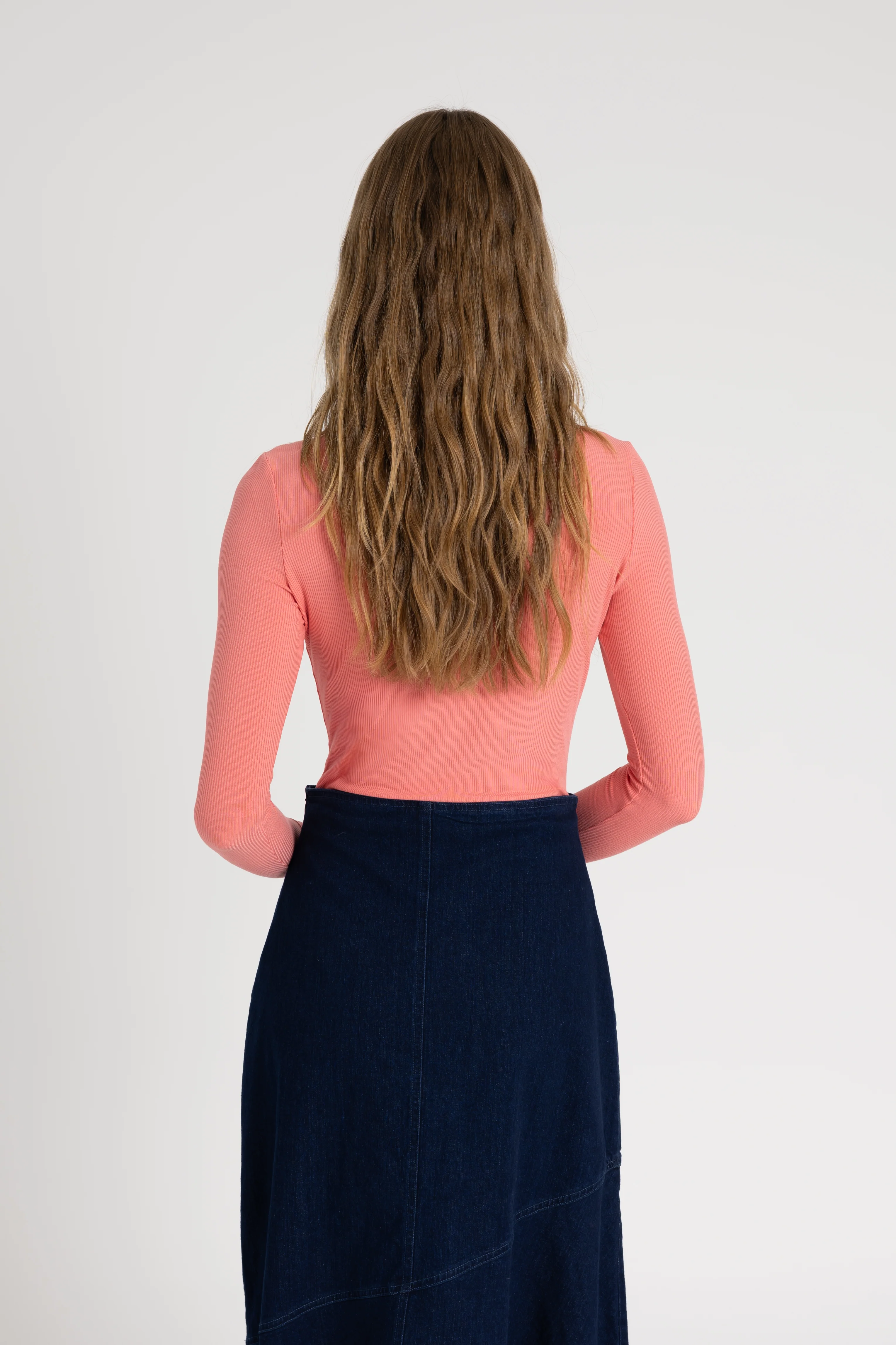 Coral Long Sleeve Ribbed Tee - Image 3