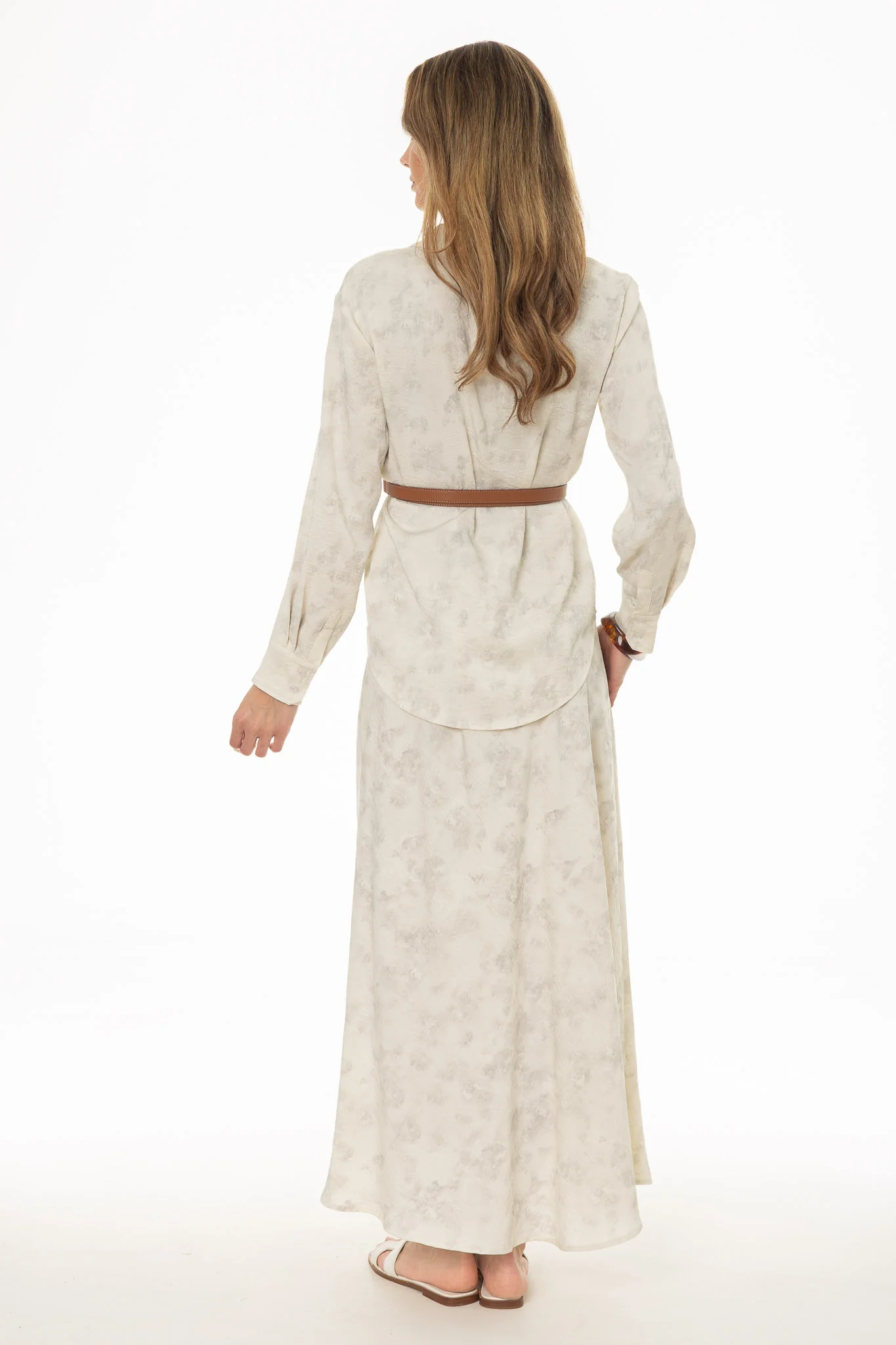 Cream Brushed Satin Maxi Skirt - Image 4