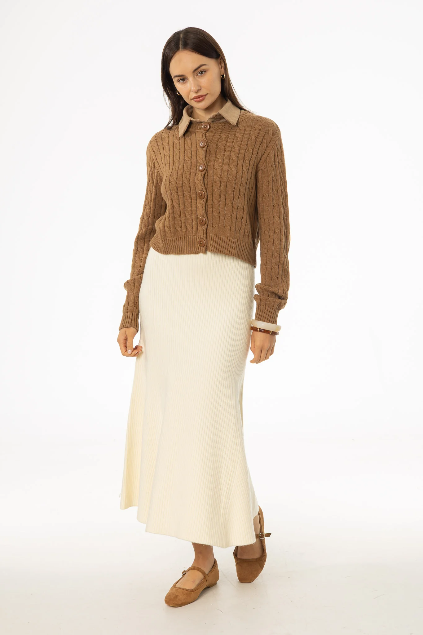 Cream Knit Circle Skirt - Image 3