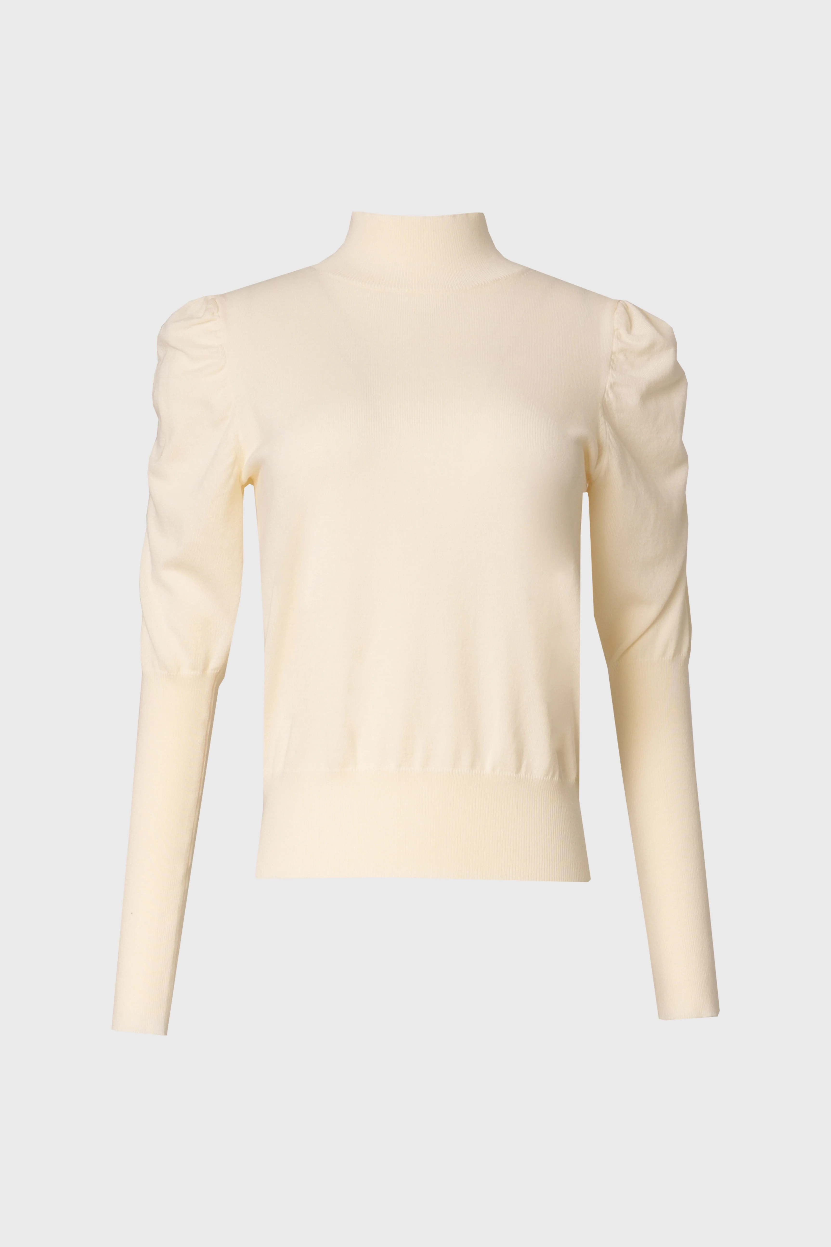 Cream Puff Sleeve Knit Turtleneck Sweater - Image 5