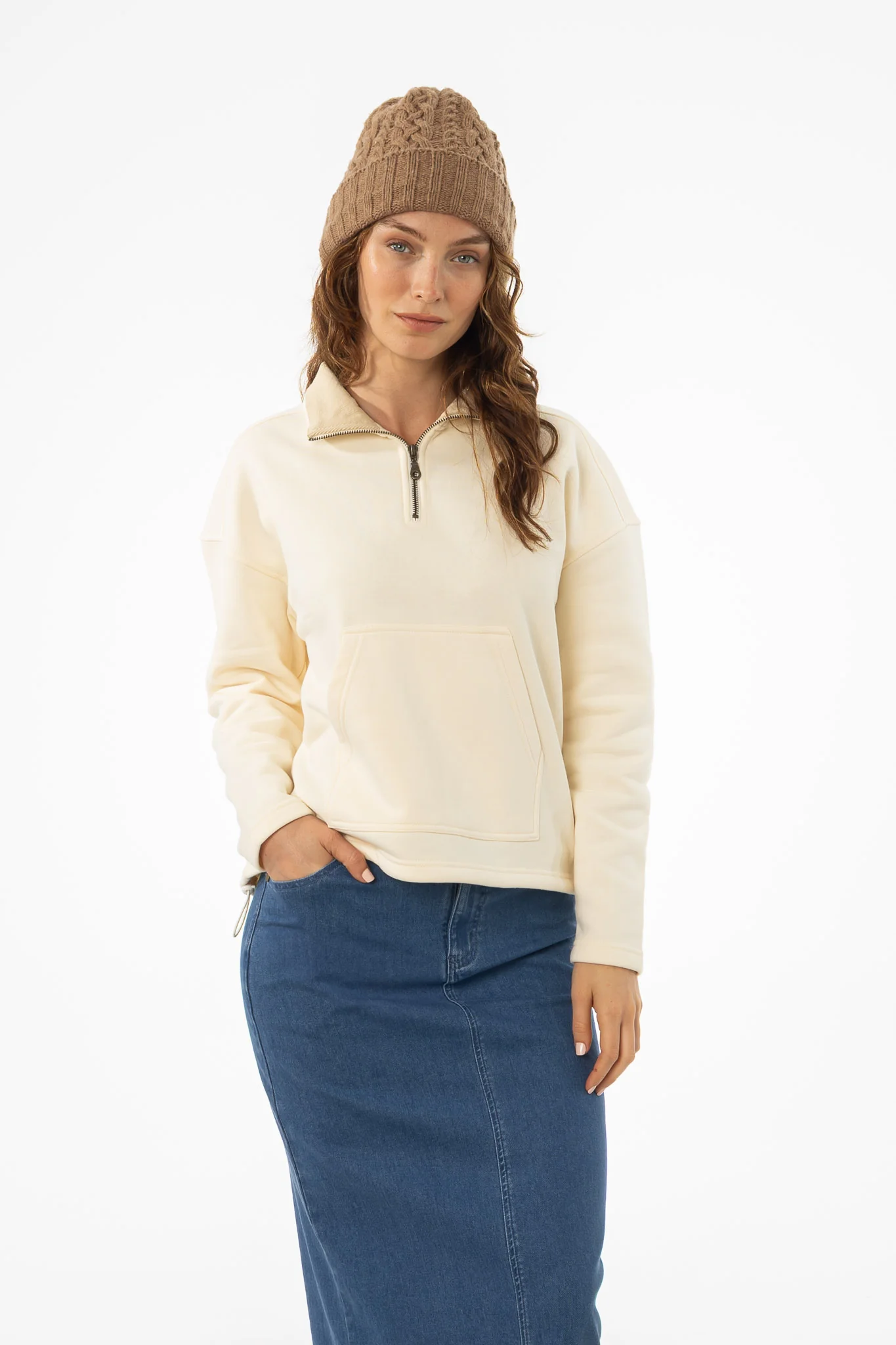 Cream Quarter Zip Sweater - Image 5
