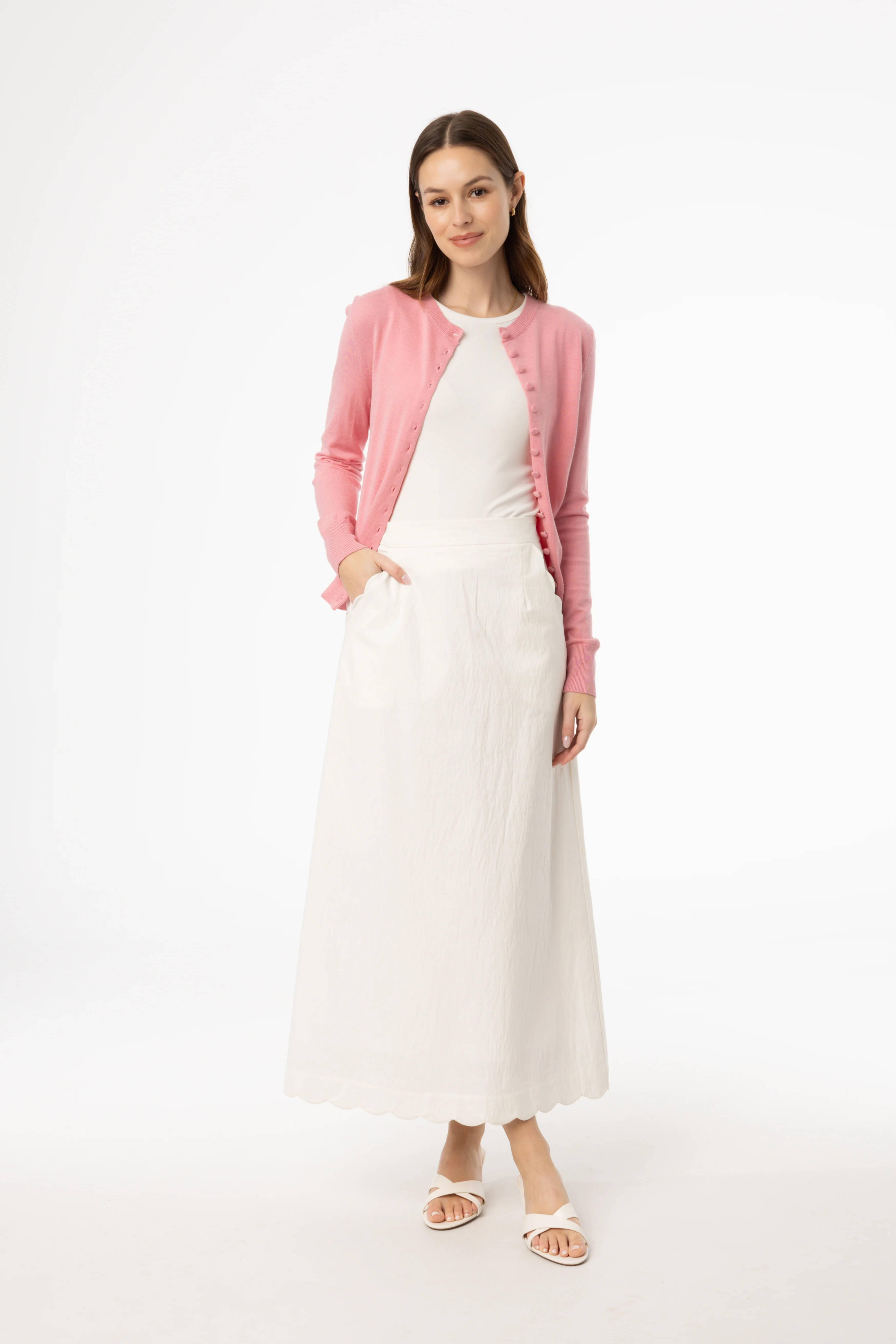 Cream Scalloped Maxi Skirt - Image 4